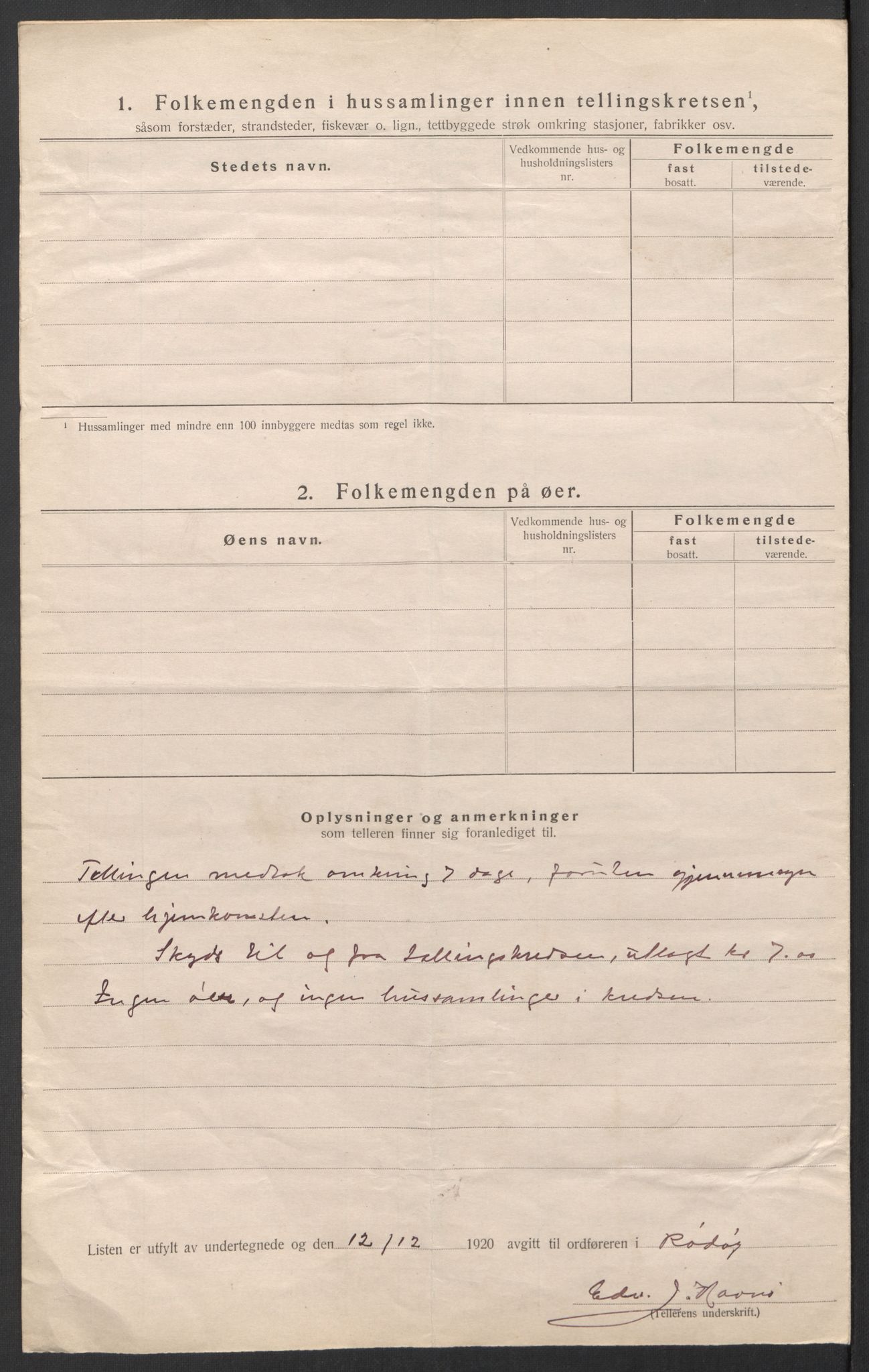 SAT, 1920 census for Rødøy, 1920, p. 29