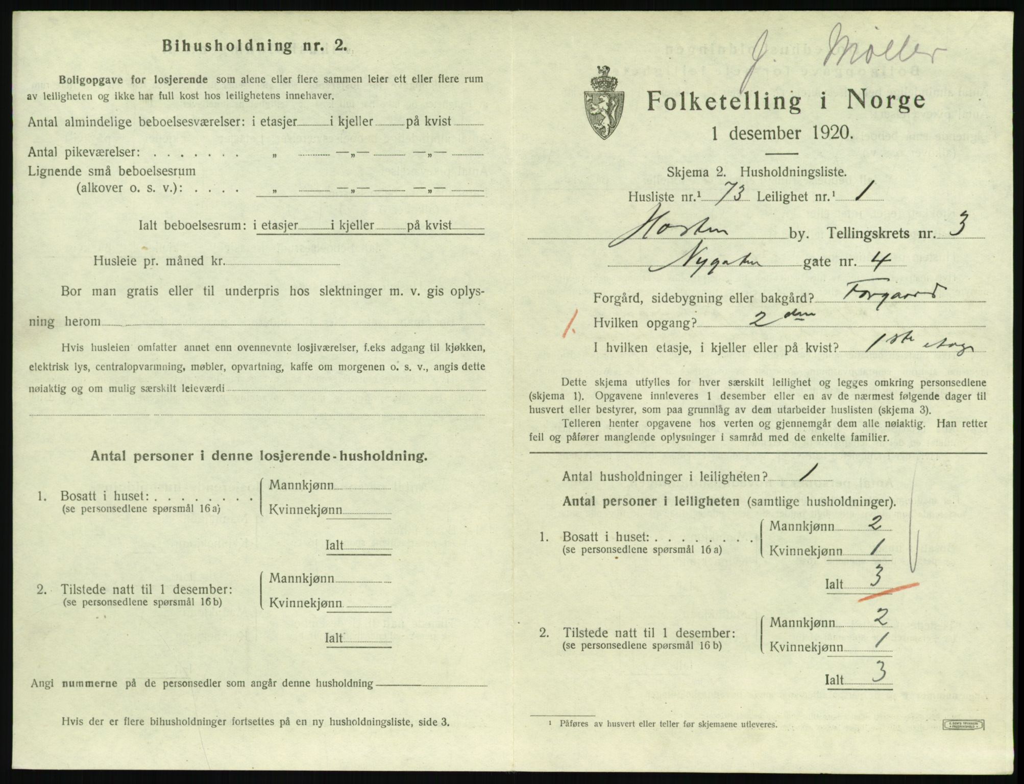 SAKO, 1920 census for Horten, 1920, p. 4381