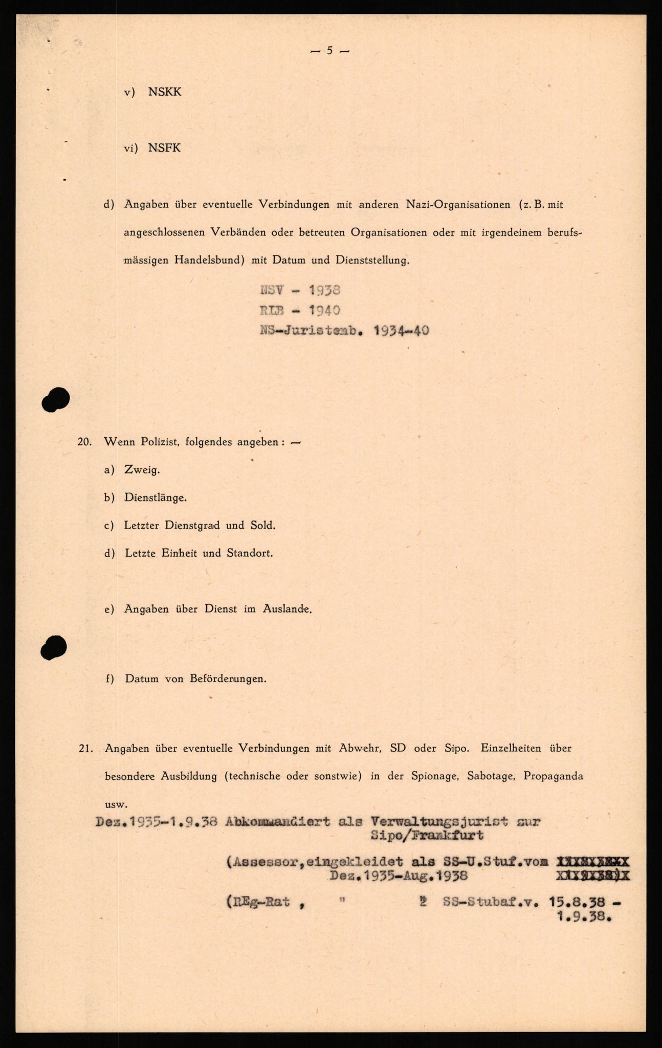 Forsvaret, Forsvarets overkommando II, RA/RAFA-3915/D/Db/L0027: CI Questionaires. Tyske okkupasjonsstyrker i Norge. Tyskere., 1945-1946, p. 427