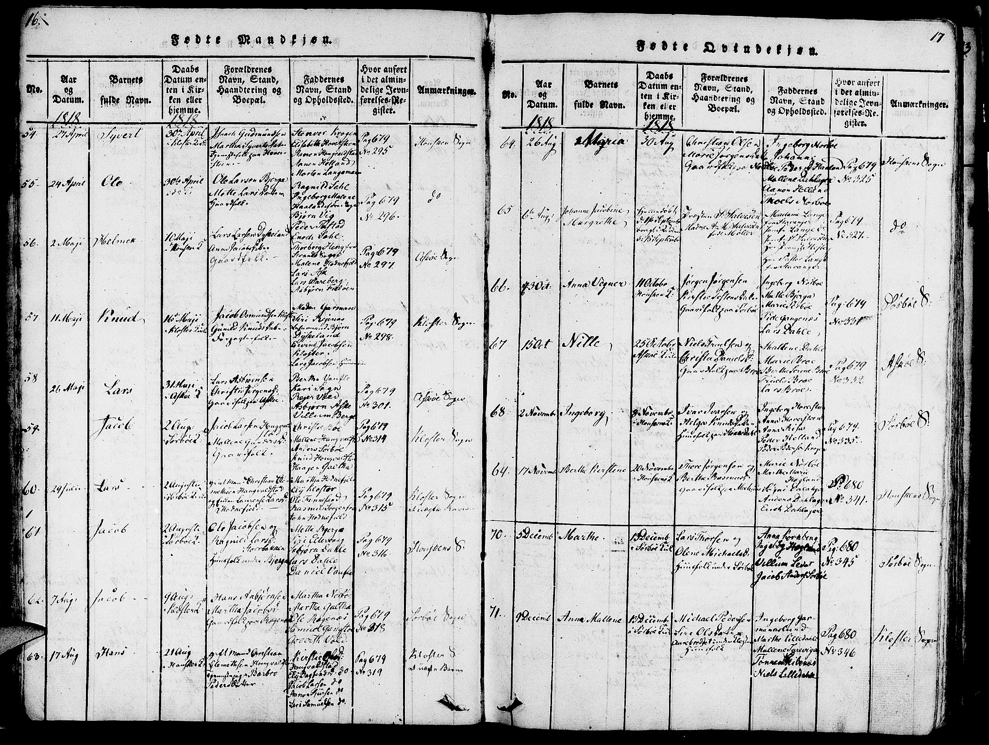 Rennesøy sokneprestkontor, AV/SAST-A -101827/H/Ha/Haa/L0004: Parish register (official) no. A 4, 1816-1837, p. 16-17