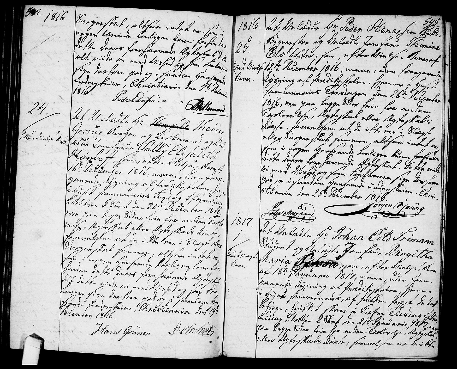 Oslo domkirke Kirkebøker, SAO/A-10752/L/La/L0011: Best man's statements no. 11, 1807-1819, p. 544-545