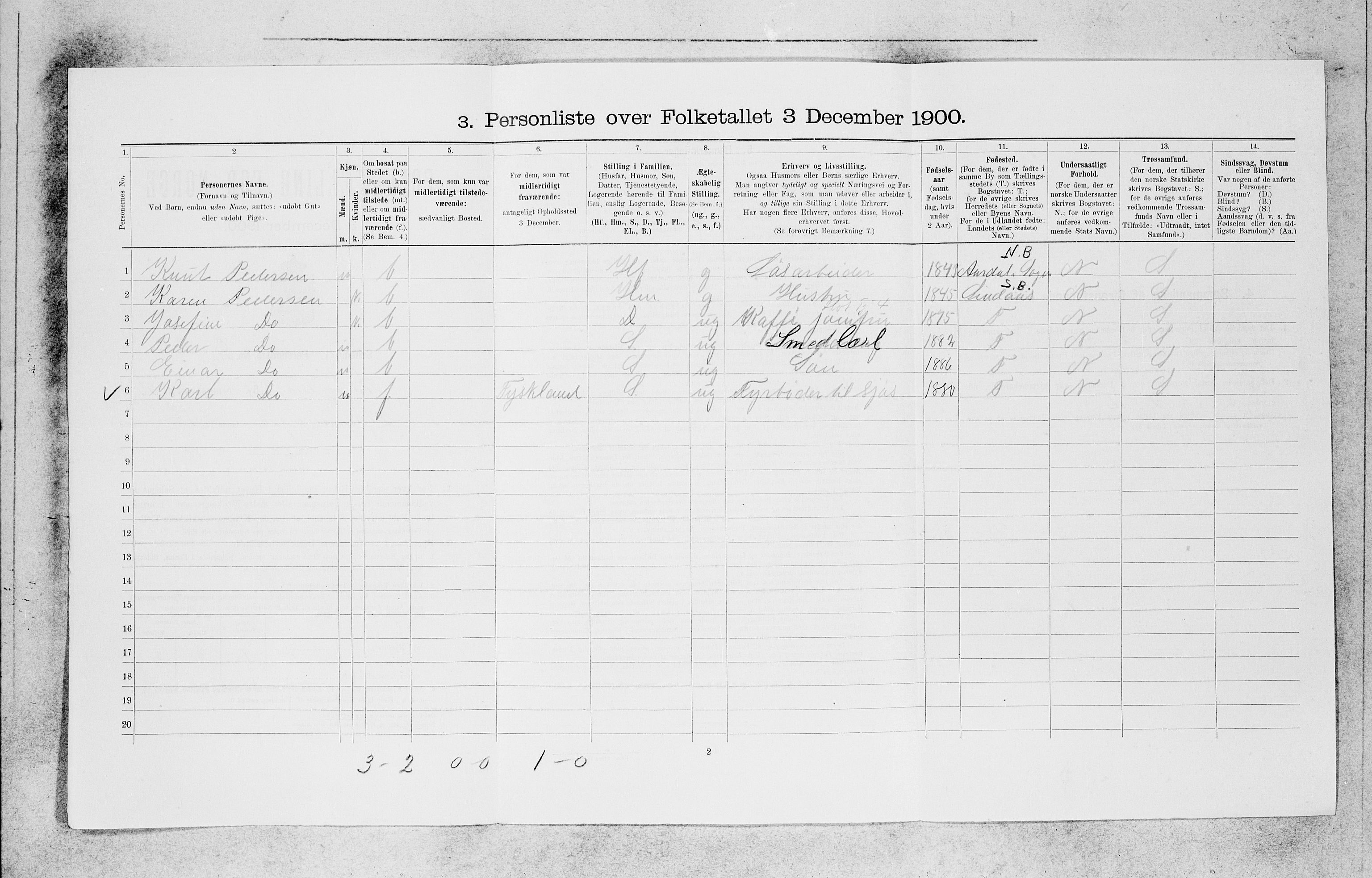 SAB, 1900 census for Bergen, 1900, p. 11226