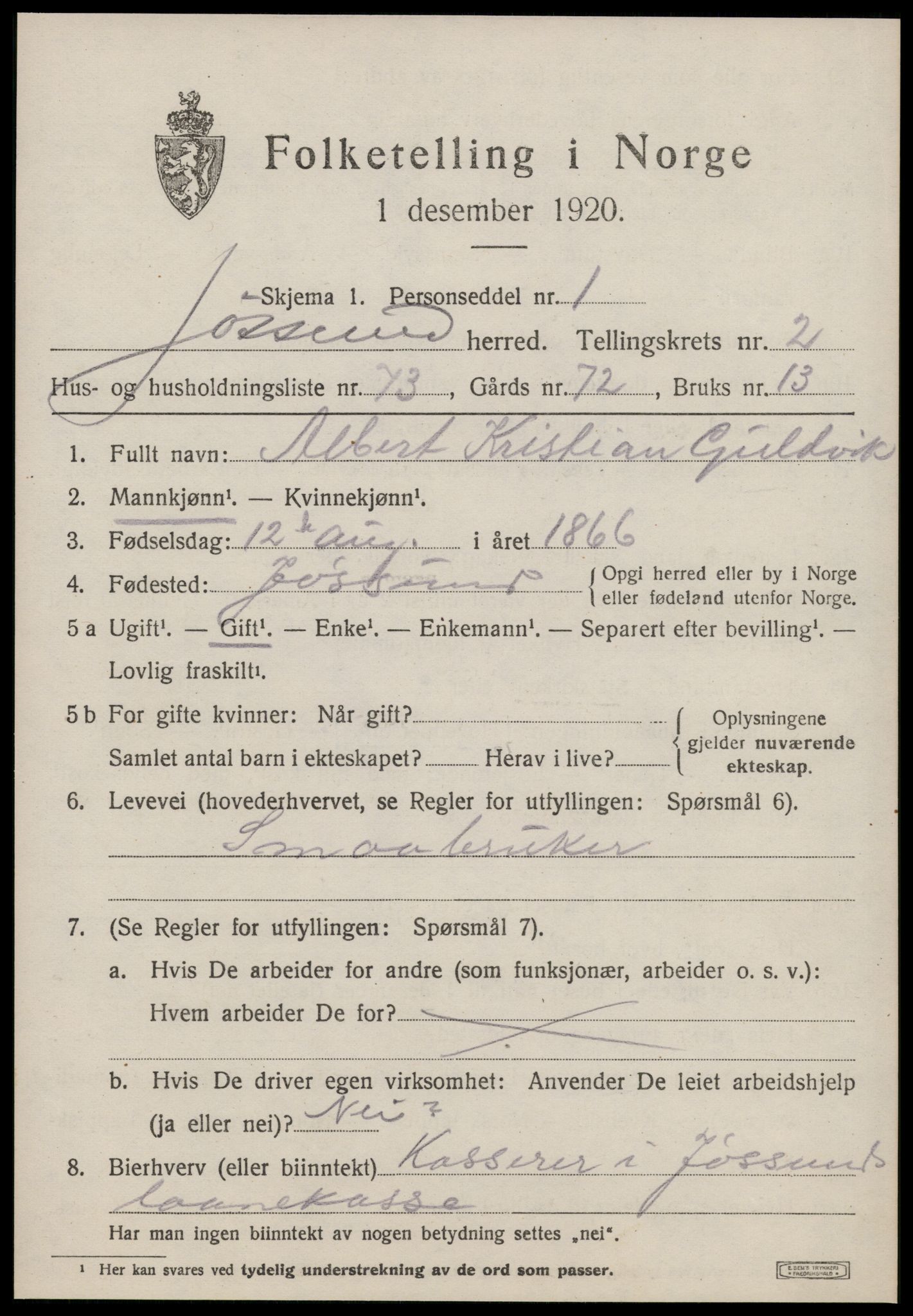 SAT, 1920 census for Jøssund, 1920, p. 2150