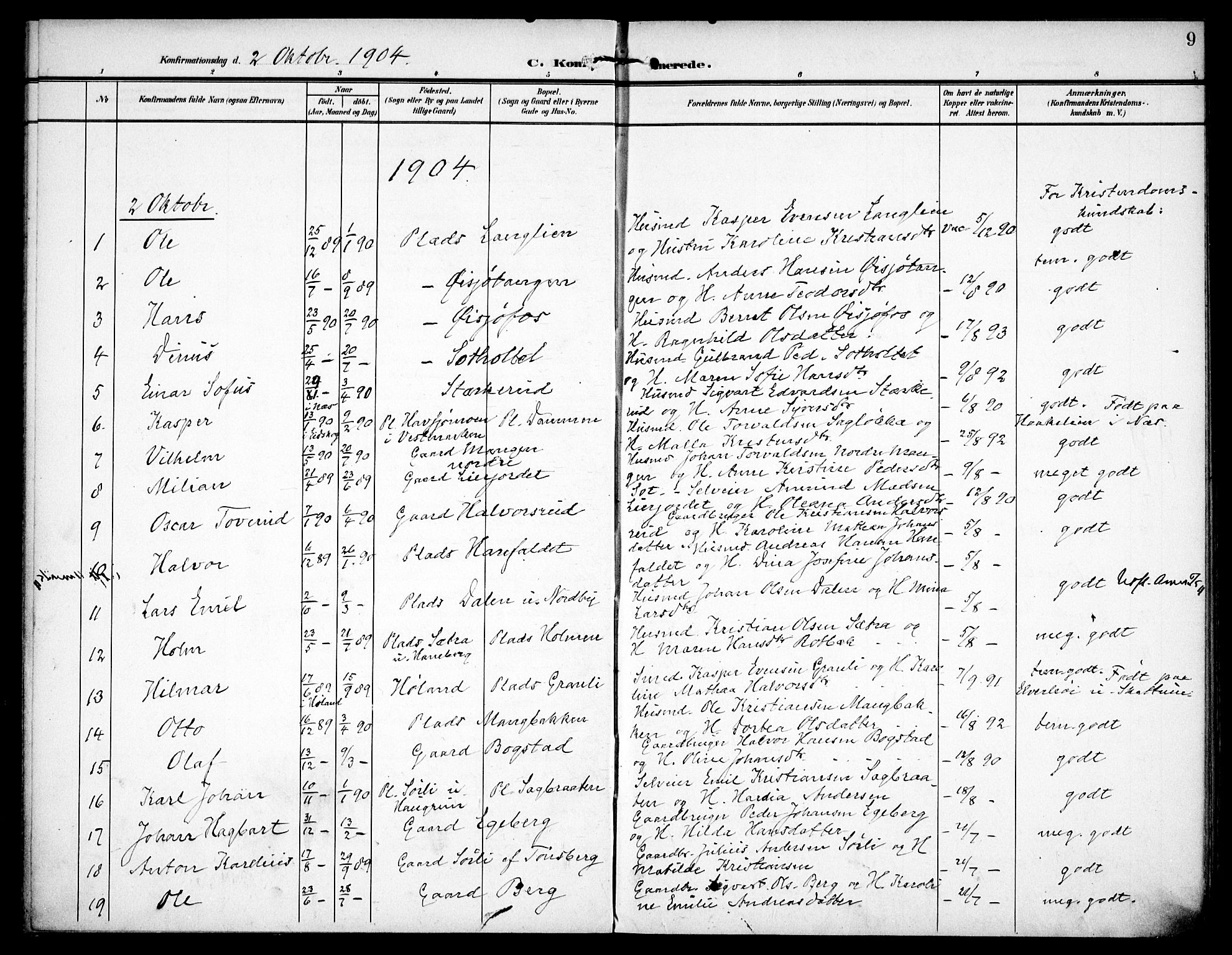 Aurskog prestekontor Kirkebøker, SAO/A-10304a/F/Fa/L0012: Parish register (official) no. I 12, 1902-1915, p. 9