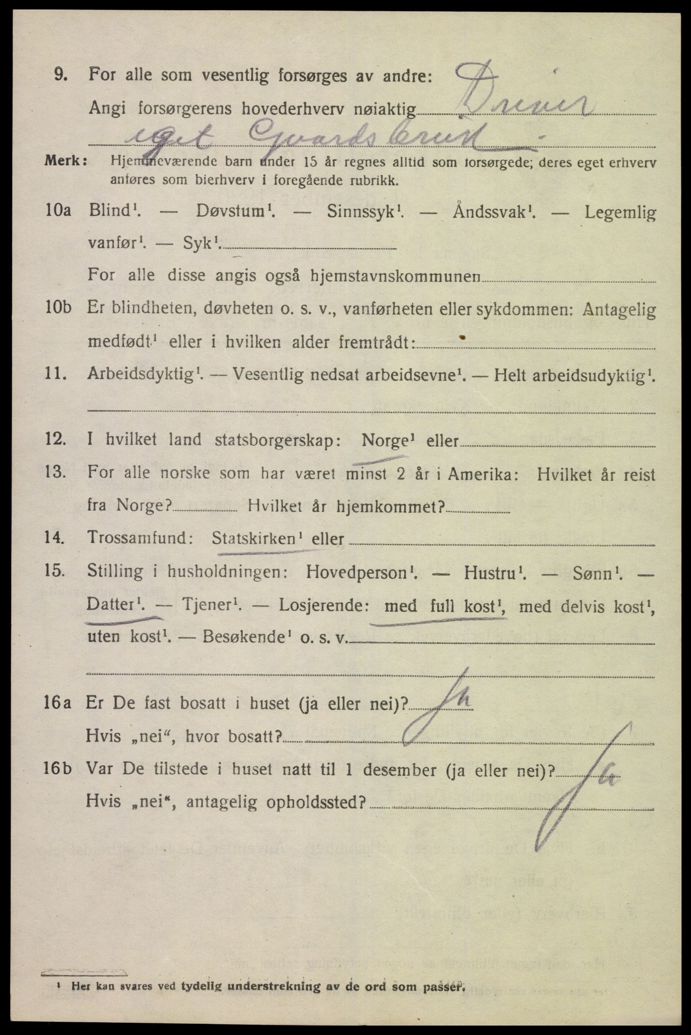 SAK, 1920 census for Åseral, 1920, p. 2009