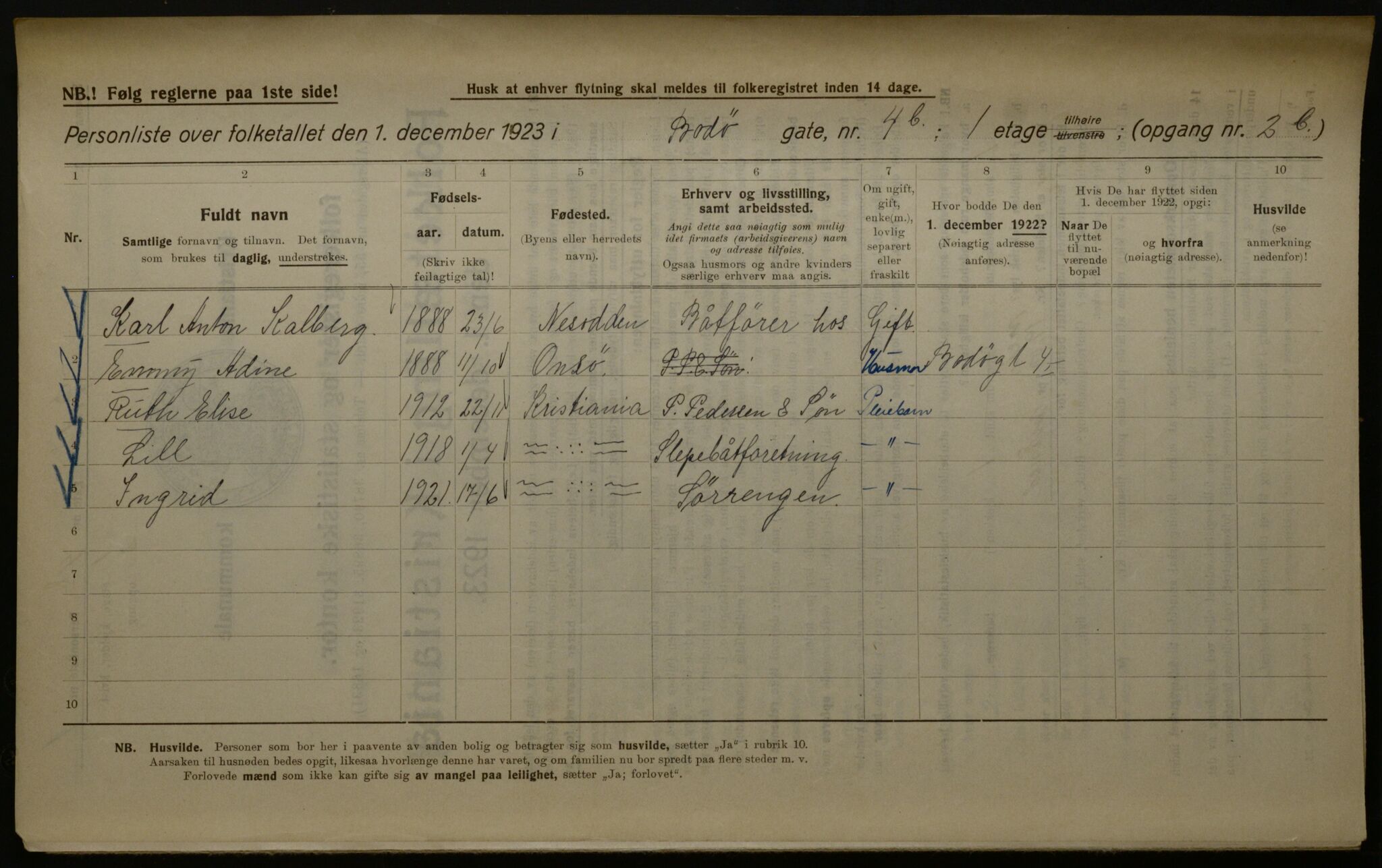 OBA, Municipal Census 1923 for Kristiania, 1923, p. 7769