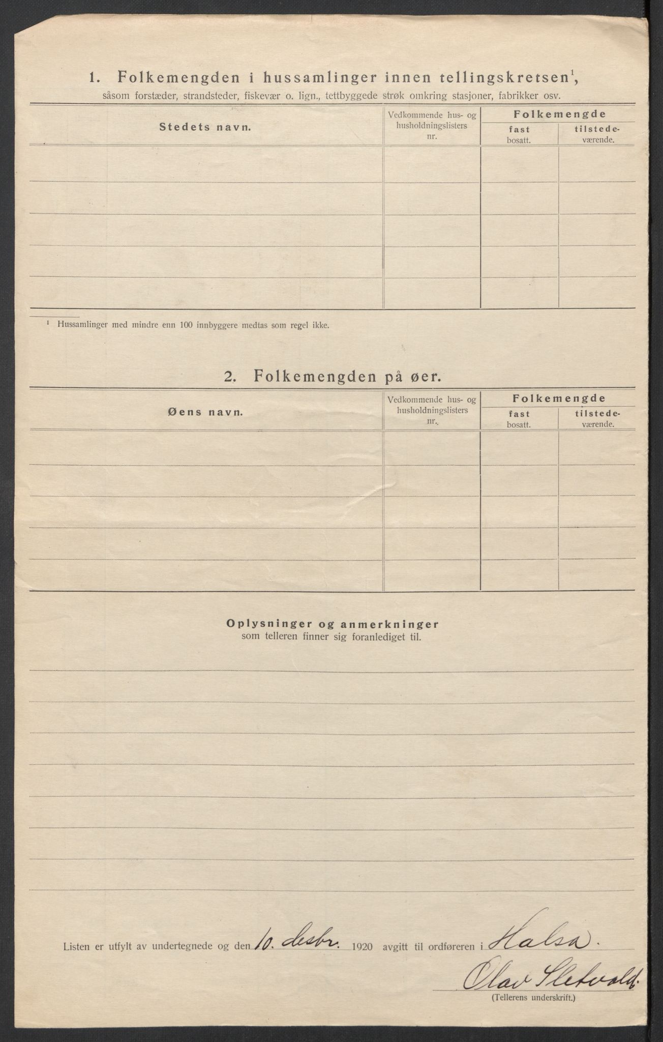 SAT, 1920 census for Halsa, 1920, p. 15