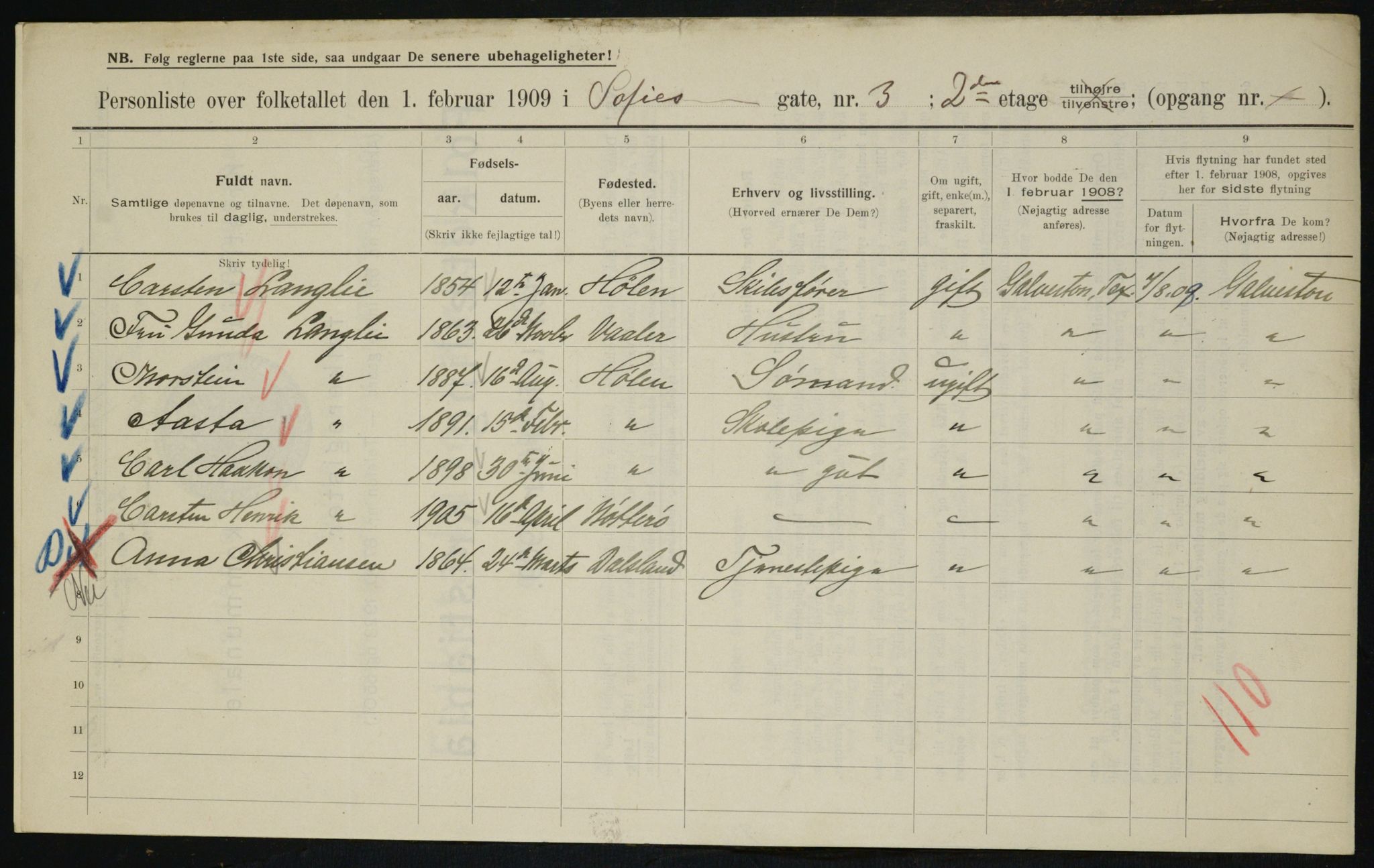 OBA, Municipal Census 1909 for Kristiania, 1909, p. 89514