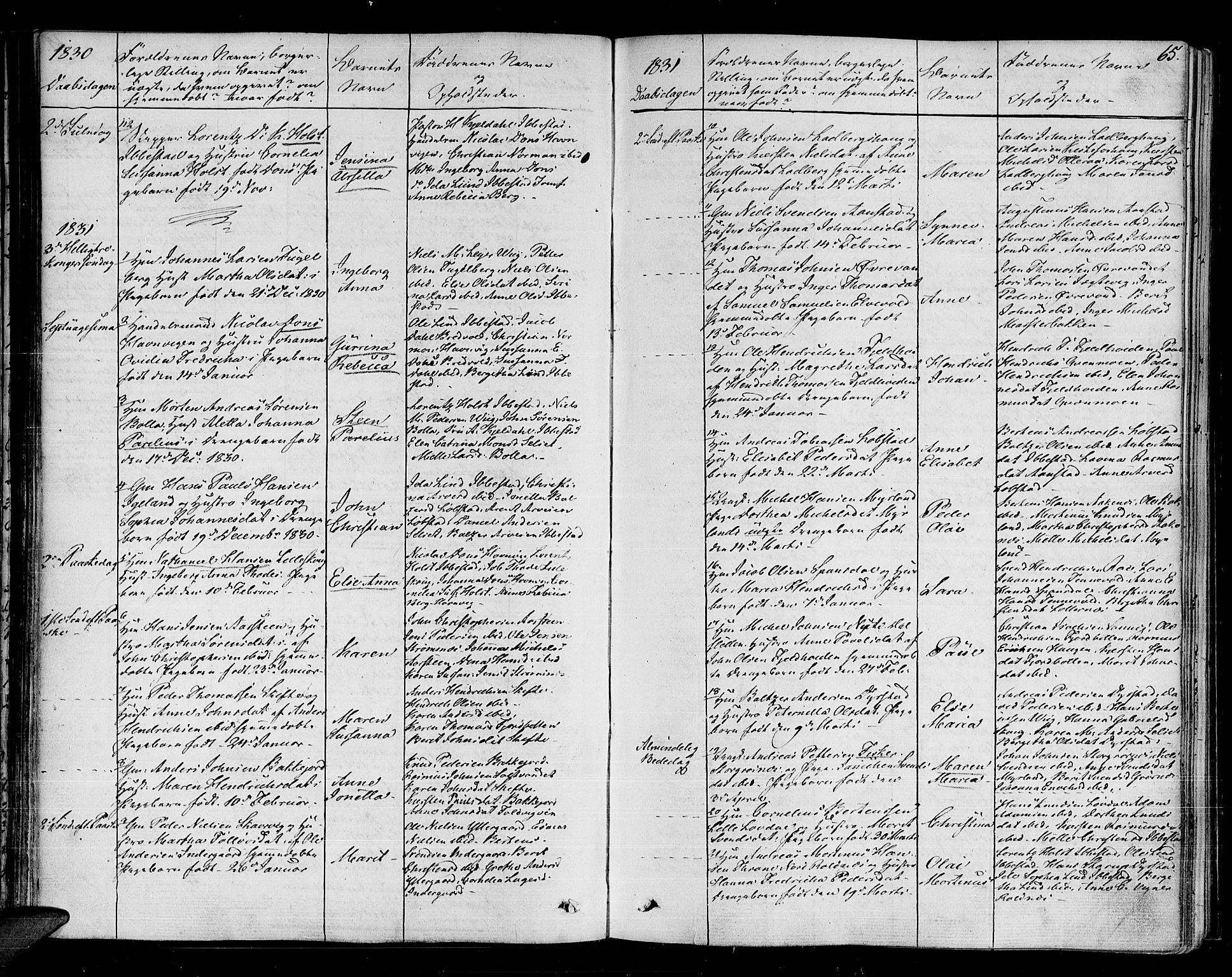 Ibestad sokneprestembete, SATØ/S-0077/H/Ha/Haa/L0005kirke: Parish register (official) no. 5, 1825-1836, p. 65
