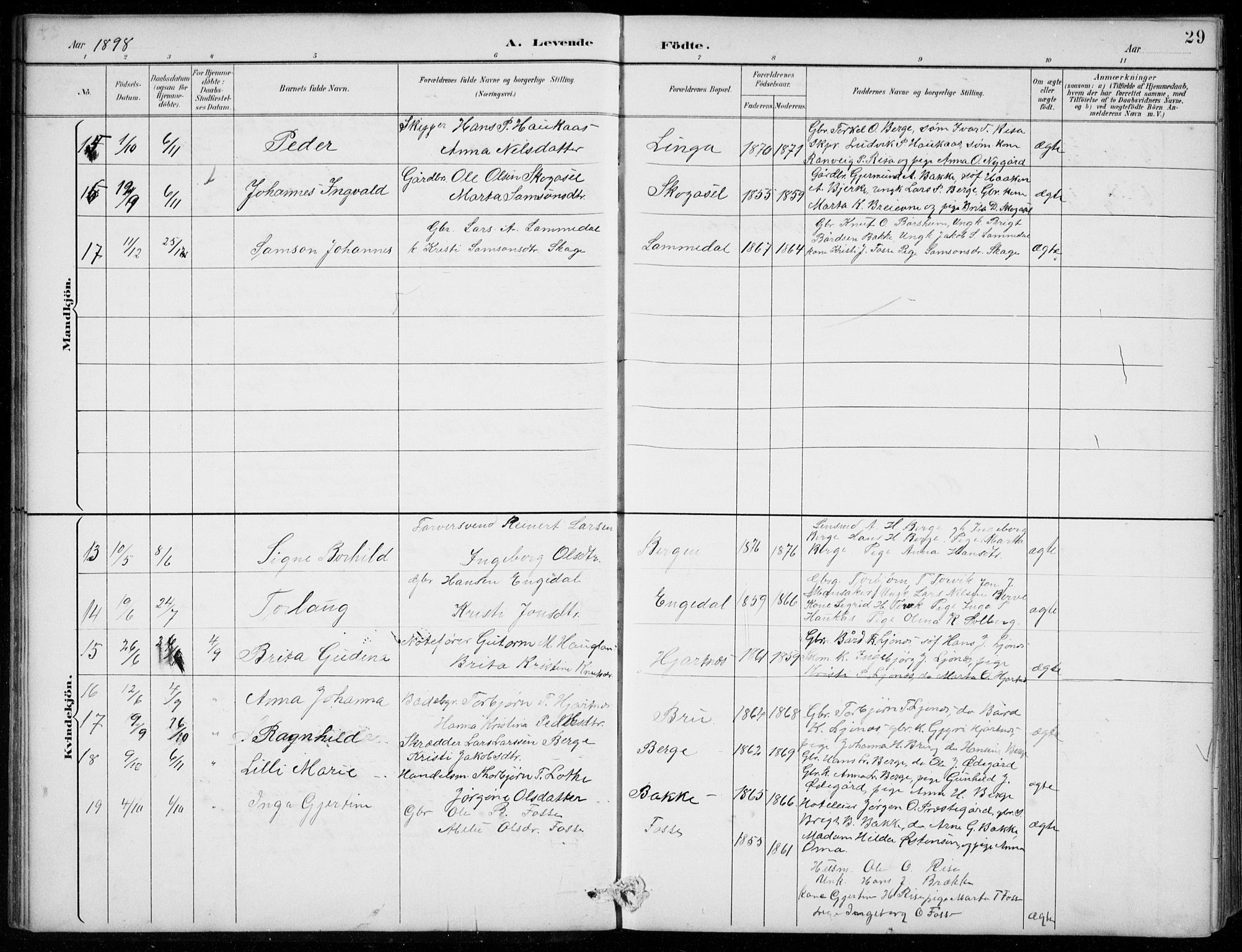 Strandebarm sokneprestembete, AV/SAB-A-78401/H/Hab: Parish register (copy) no. B  1, 1891-1914, p. 29