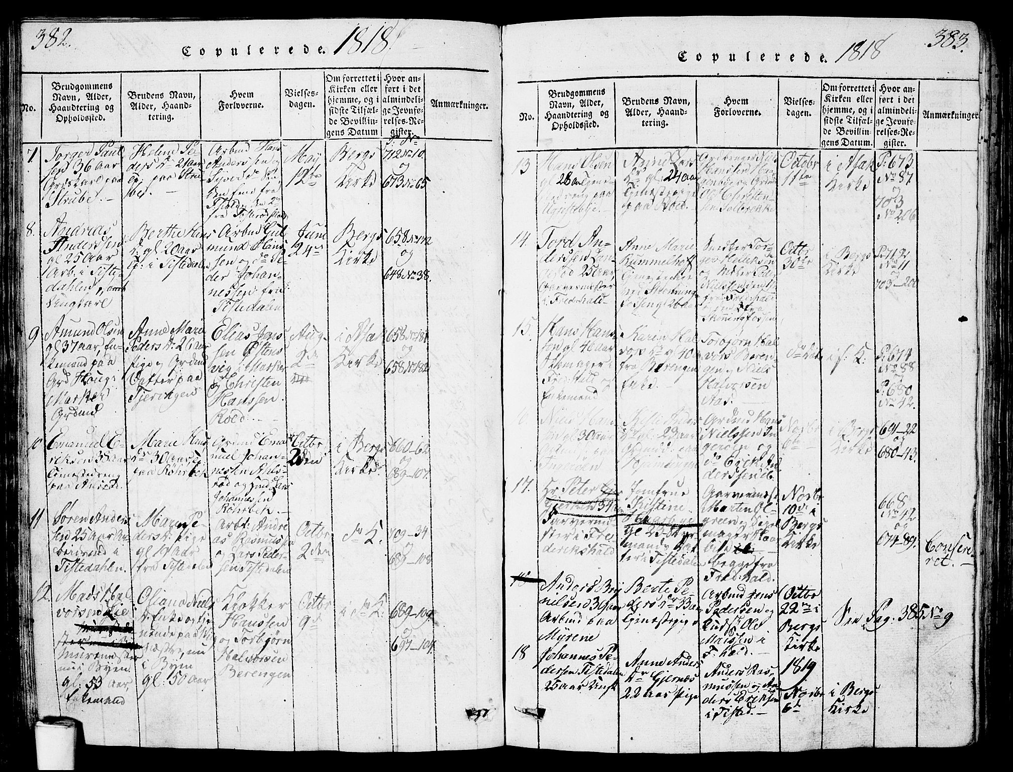 Berg prestekontor Kirkebøker, SAO/A-10902/G/Ga/L0001: Parish register (copy) no. I 1, 1815-1832, p. 382-383