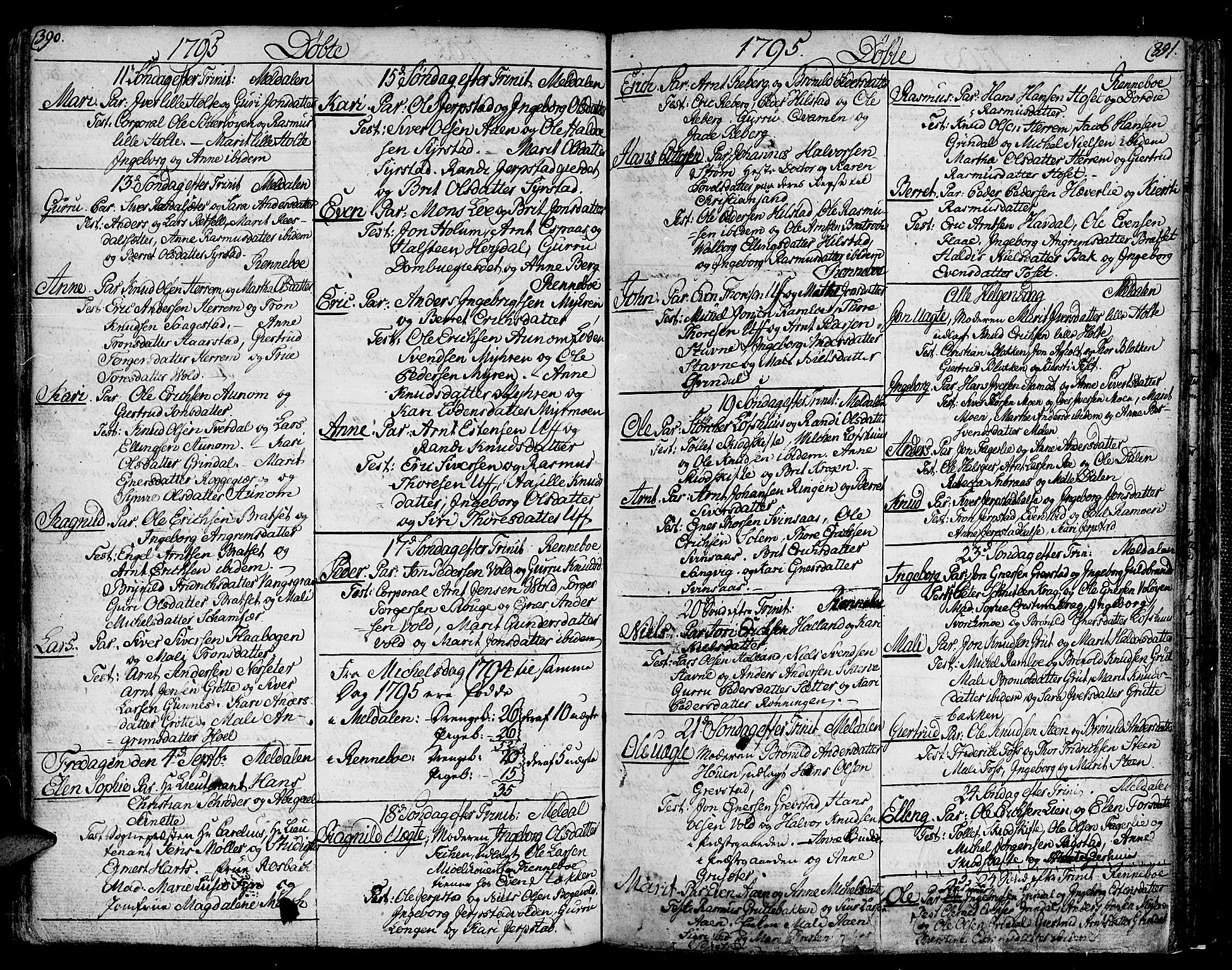 Ministerialprotokoller, klokkerbøker og fødselsregistre - Sør-Trøndelag, AV/SAT-A-1456/672/L0852: Parish register (official) no. 672A05, 1776-1815, p. 390-391