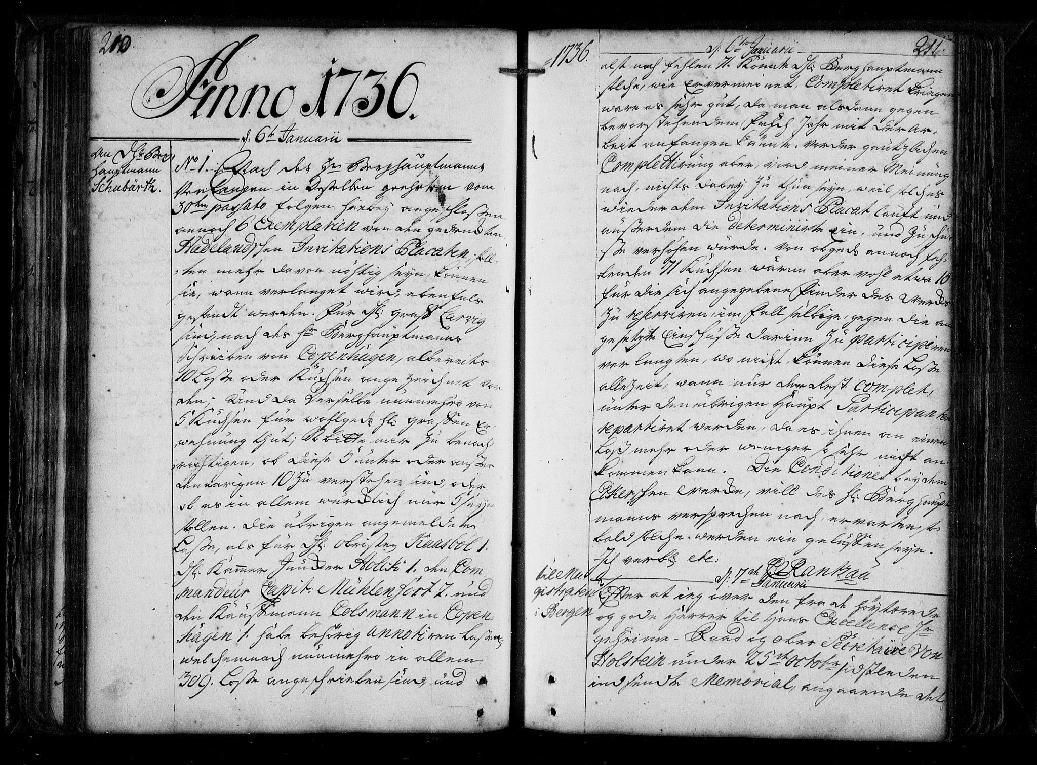 Stattholderembetet 1572-1771, AV/RA-EA-2870/Be/L0010: Allmenn kopibok, autorisert, 1735-1736, p. 210-211