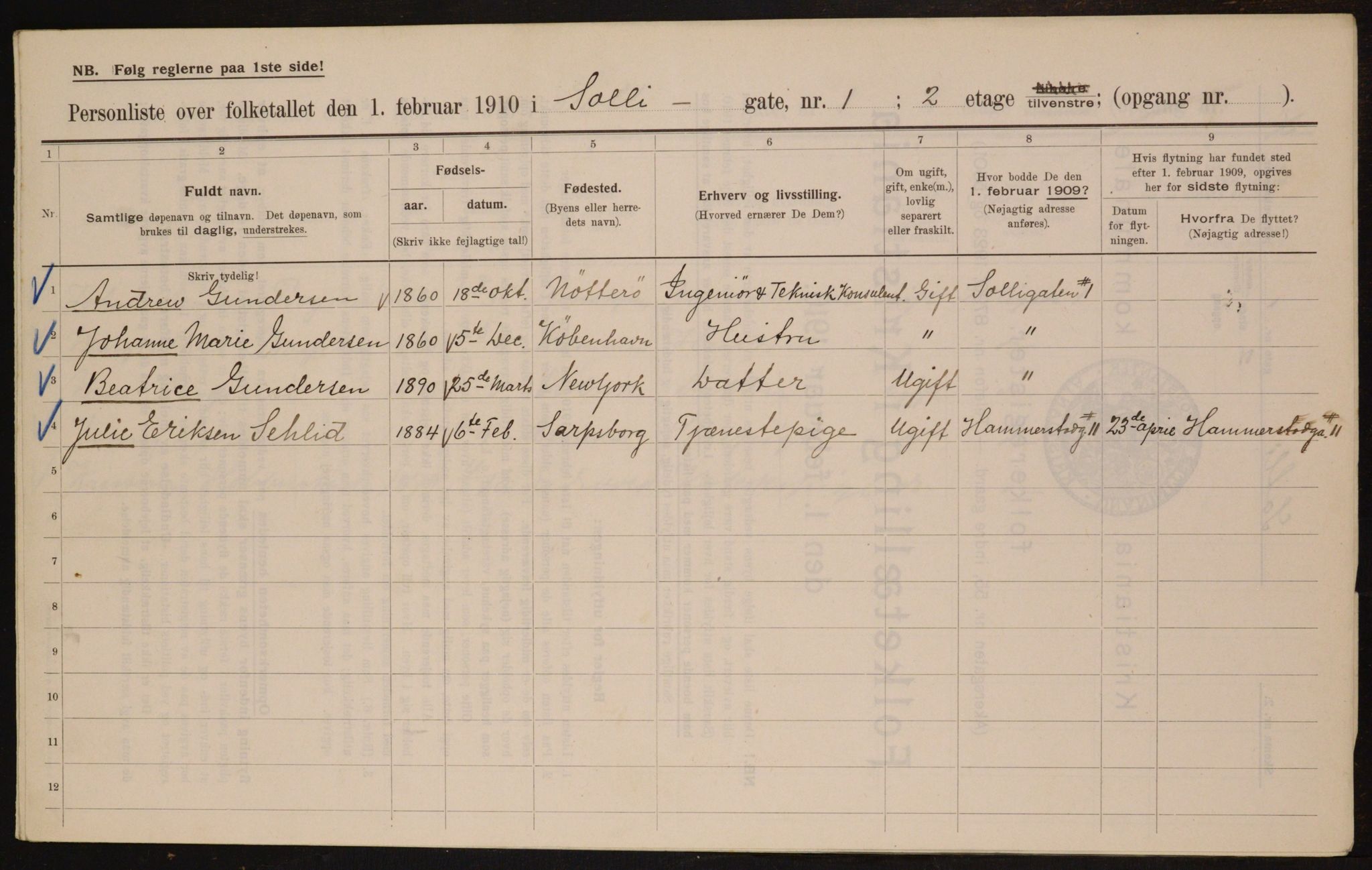 OBA, Municipal Census 1910 for Kristiania, 1910, p. 94941