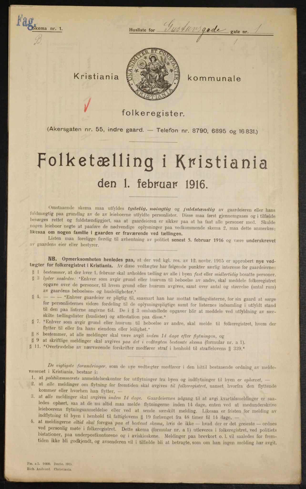 OBA, Municipal Census 1916 for Kristiania, 1916, p. 32971