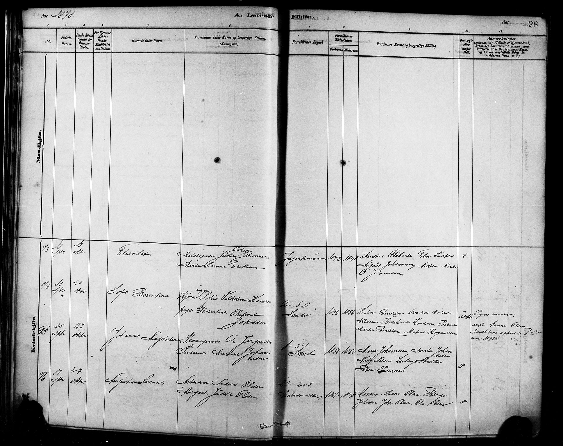 Sandviken Sokneprestembete, AV/SAB-A-77601/H/Ha/L0004: Parish register (official) no. B 1, 1878-1891, p. 28