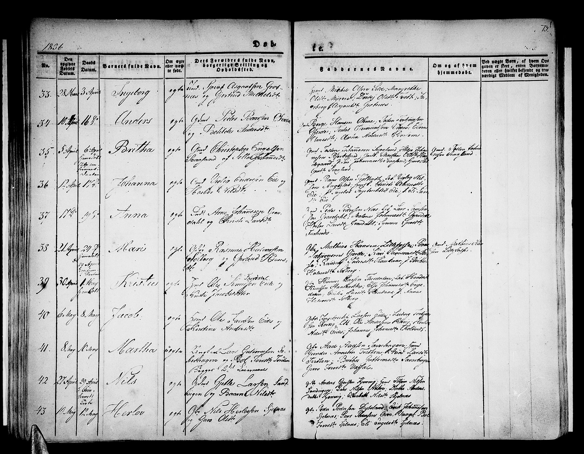 Strandebarm sokneprestembete, AV/SAB-A-78401/H/Haa: Parish register (official) no. A 6, 1826-1843, p. 75