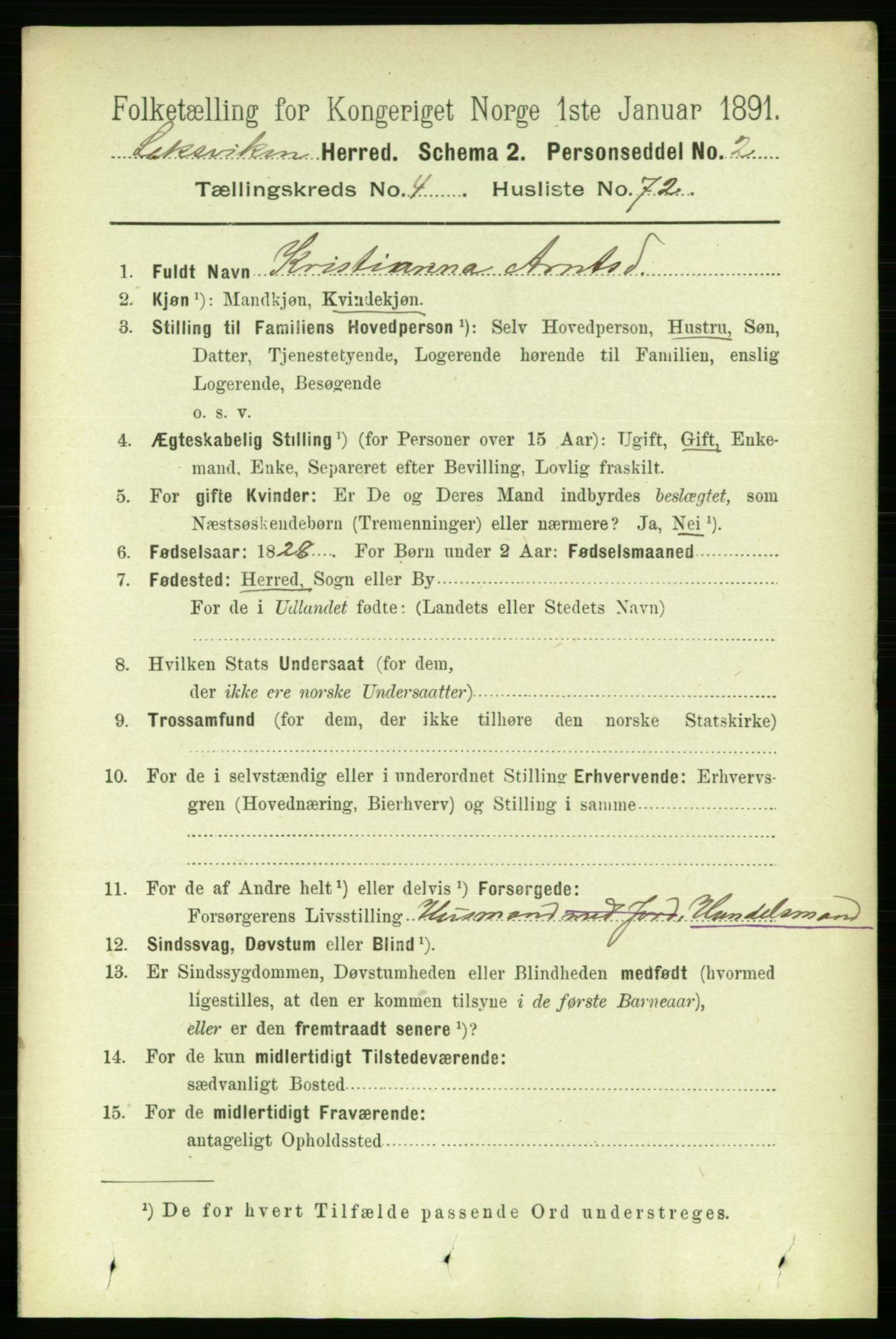 RA, 1891 census for 1718 Leksvik, 1891, p. 2374