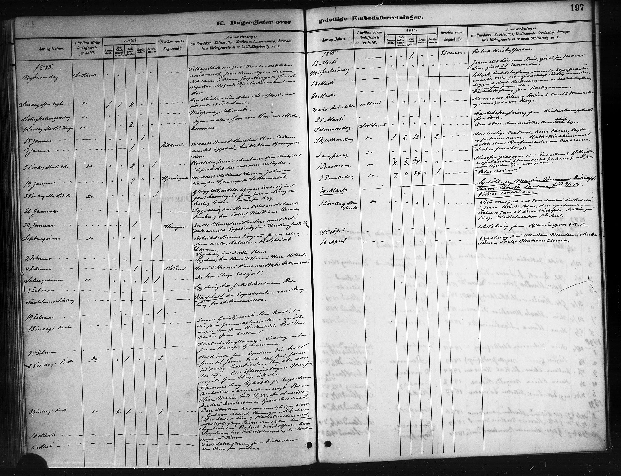 Ministerialprotokoller, klokkerbøker og fødselsregistre - Nordland, AV/SAT-A-1459/895/L1382: Parish register (copy) no. 895C04, 1885-1896, p. 197