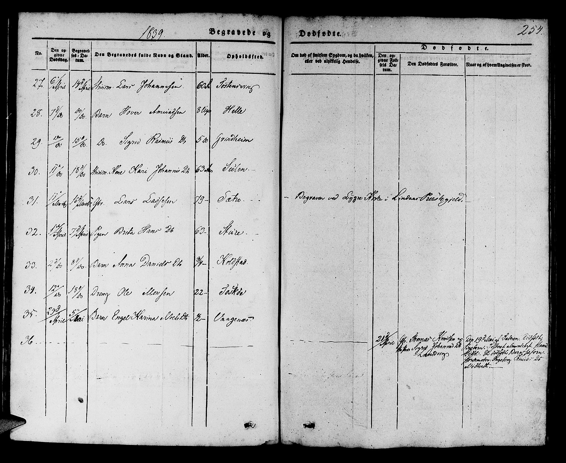 Manger sokneprestembete, SAB/A-76801/H/Haa: Parish register (official) no. A 5, 1839-1848, p. 254