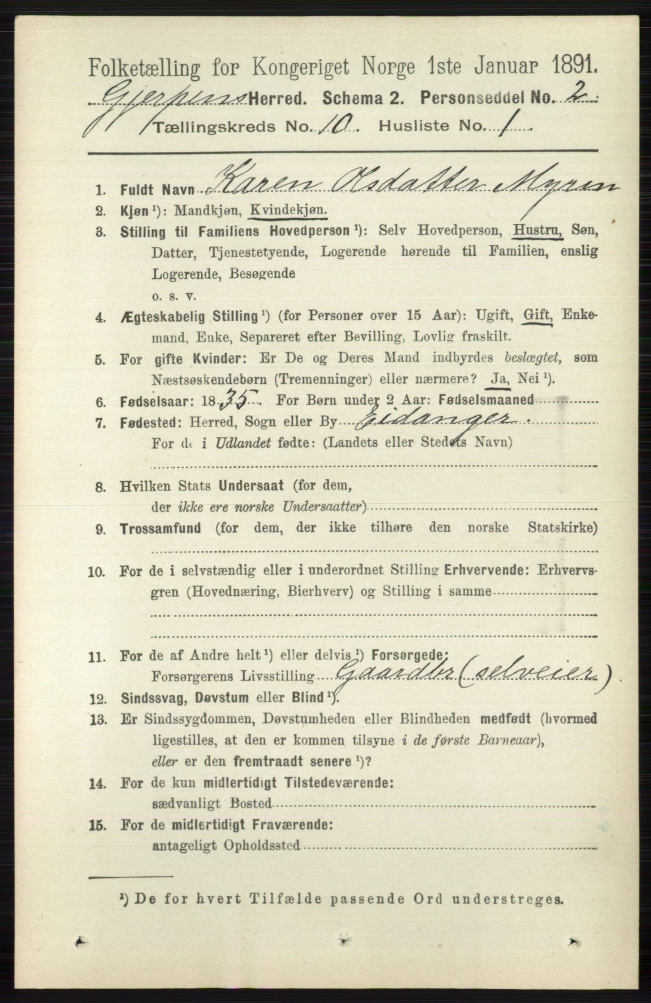 RA, 1891 census for 0812 Gjerpen, 1891, p. 6138