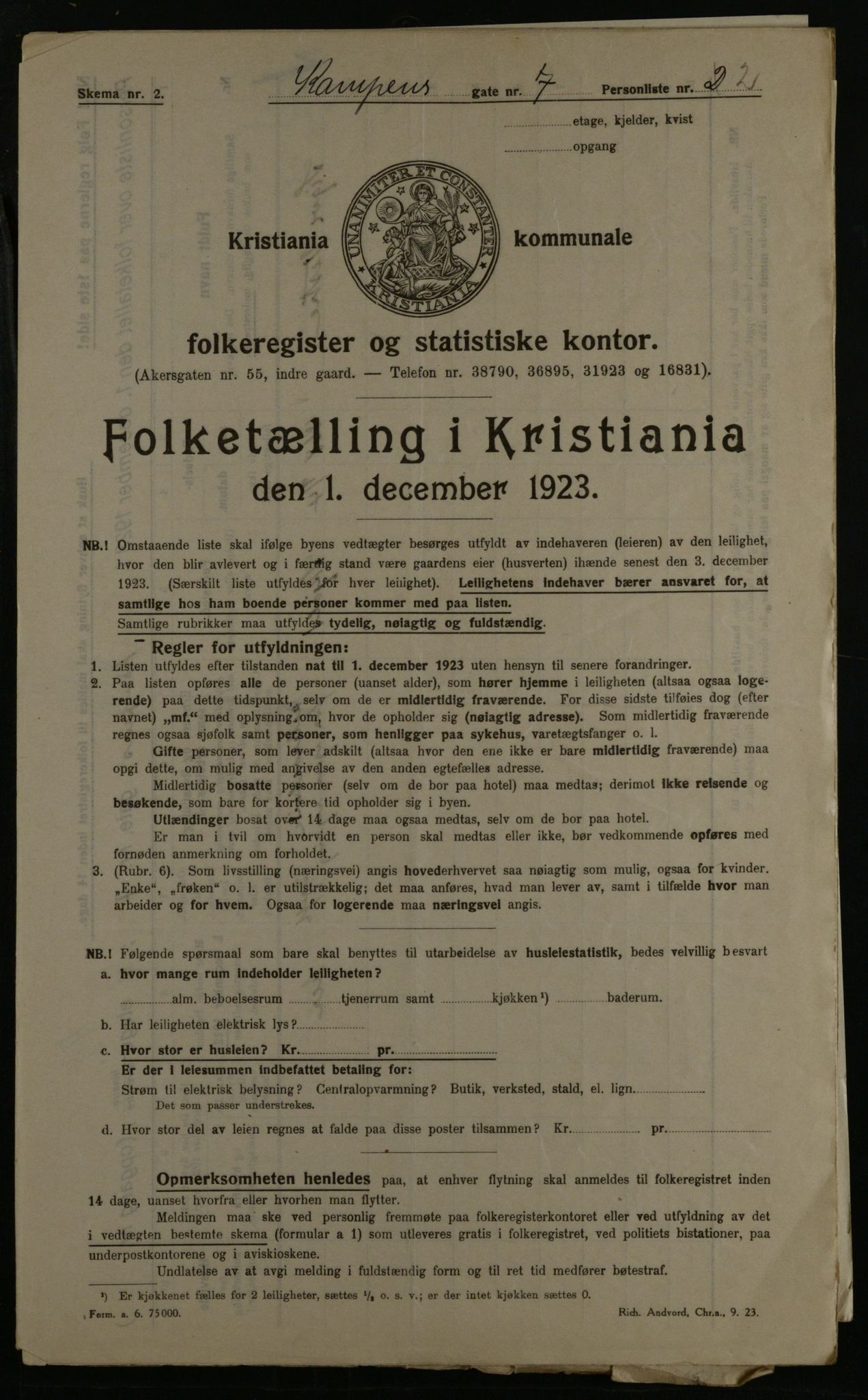 OBA, Municipal Census 1923 for Kristiania, 1923, p. 53623