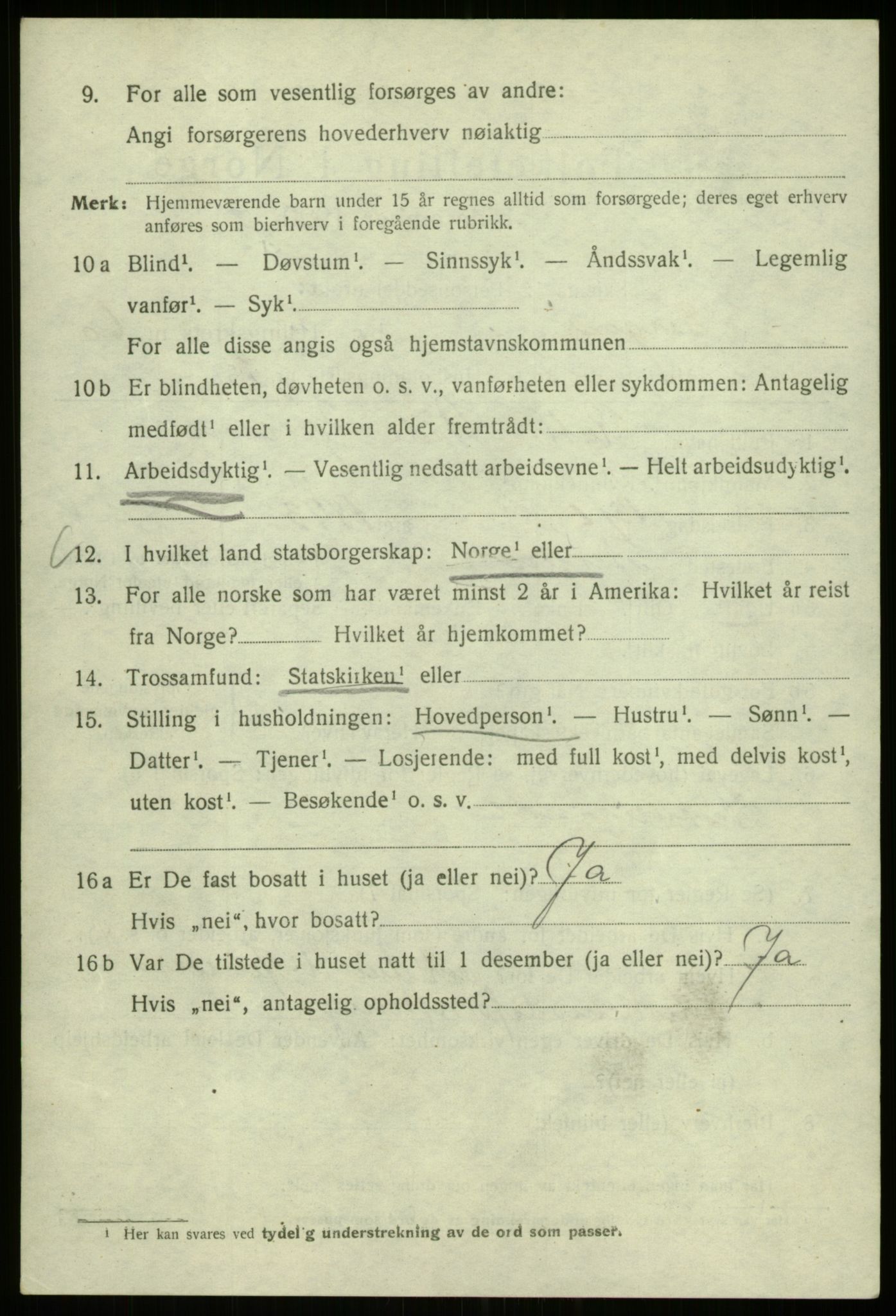 SAB, 1920 census for Bergen, 1920, p. 129765