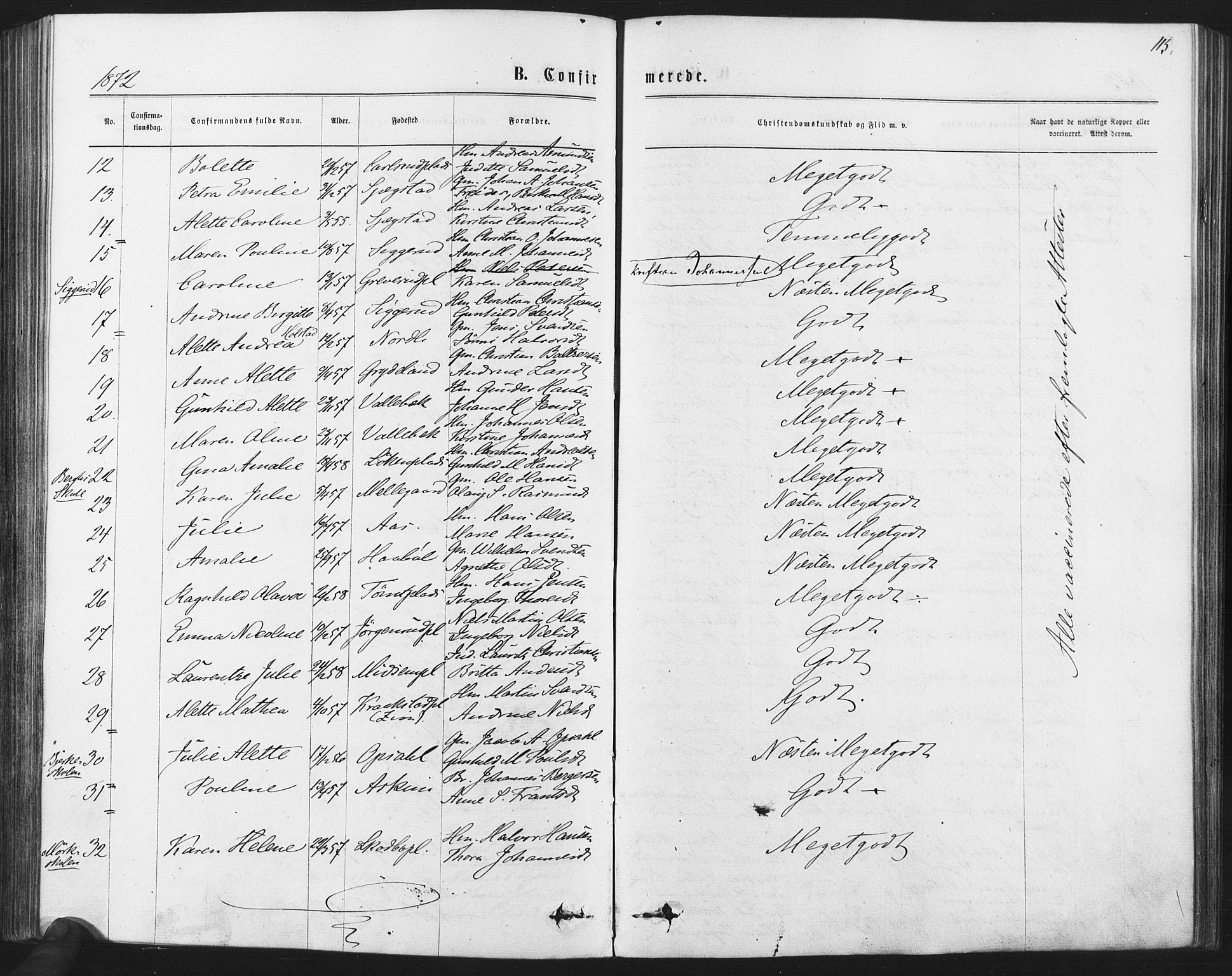 Kråkstad prestekontor Kirkebøker, AV/SAO-A-10125a/F/Fa/L0008: Parish register (official) no. I 8, 1870-1879, p. 115