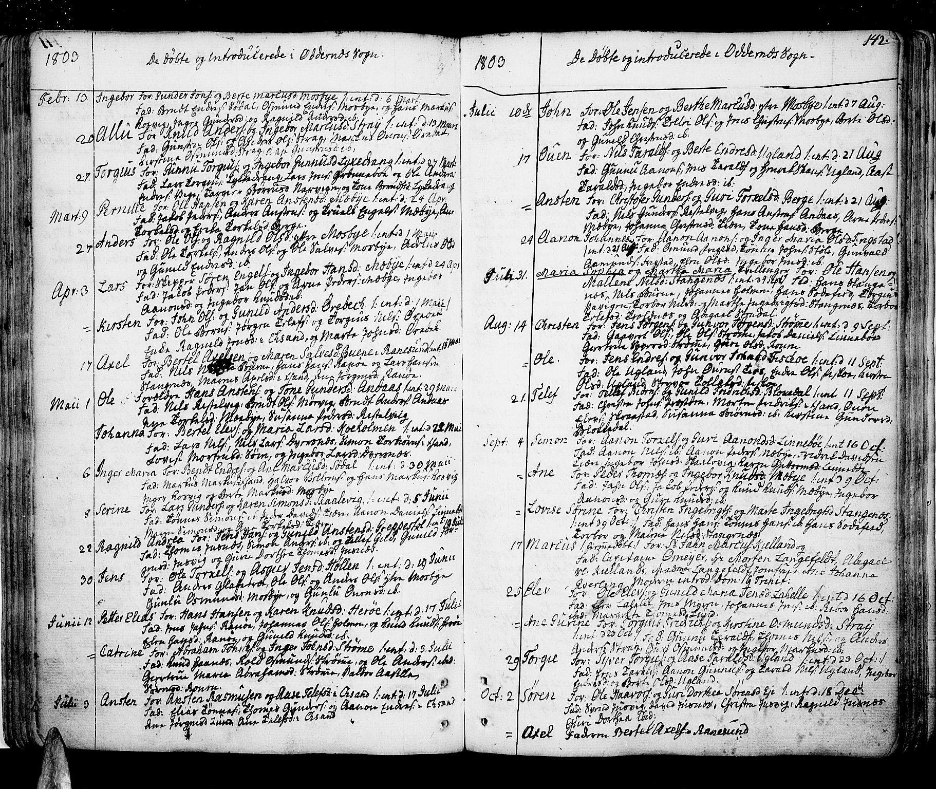 Oddernes sokneprestkontor, SAK/1111-0033/F/Fa/Faa/L0004: Parish register (official) no. A 4, 1764-1820, p. 142