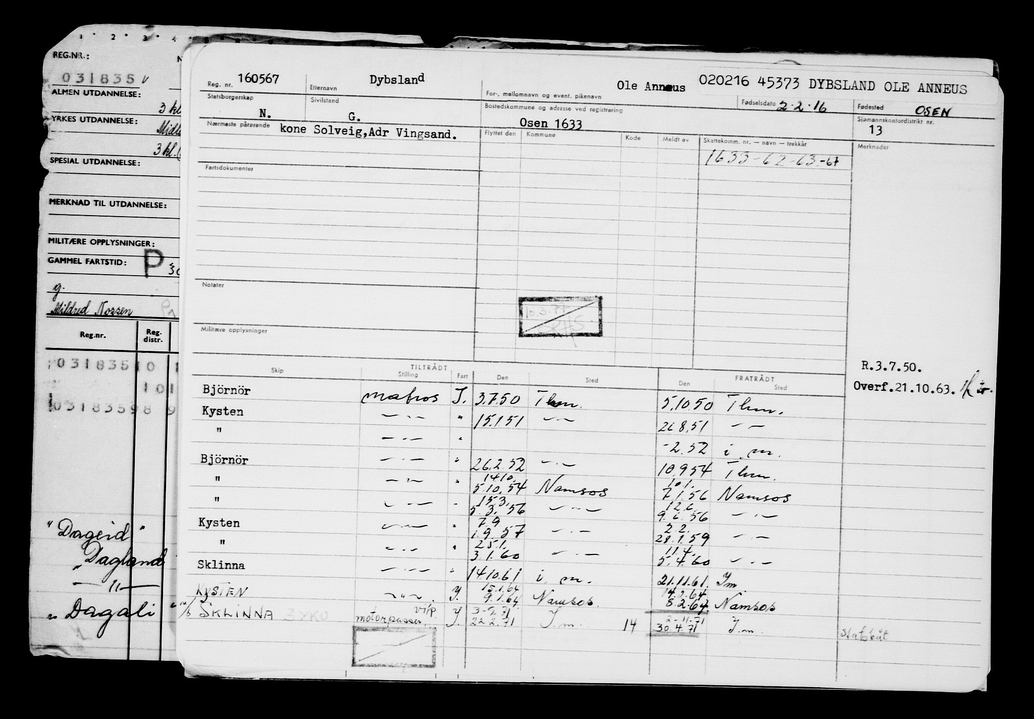 Direktoratet for sjømenn, AV/RA-S-3545/G/Gb/L0136: Hovedkort, 1916, p. 393