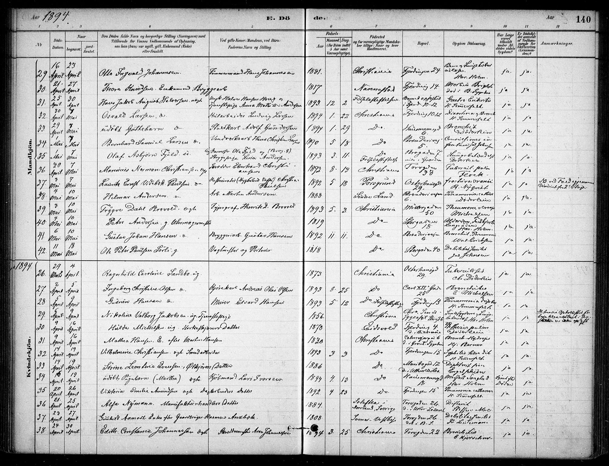 Jakob prestekontor Kirkebøker, SAO/A-10850/F/Fa/L0007: Parish register (official) no. 7, 1880-1905, p. 140