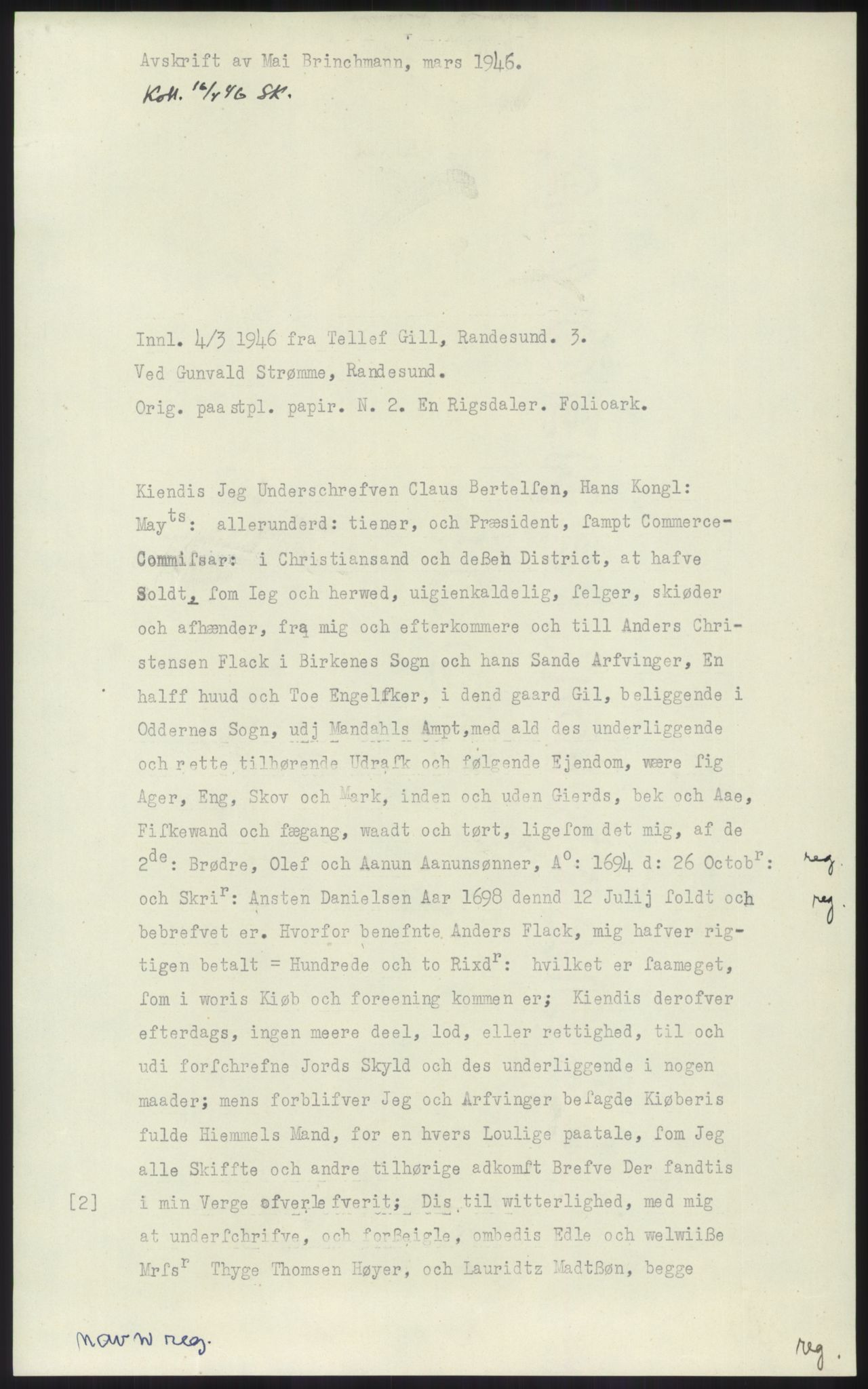 Samlinger til kildeutgivelse, Diplomavskriftsamlingen, AV/RA-EA-4053/H/Ha, p. 1270