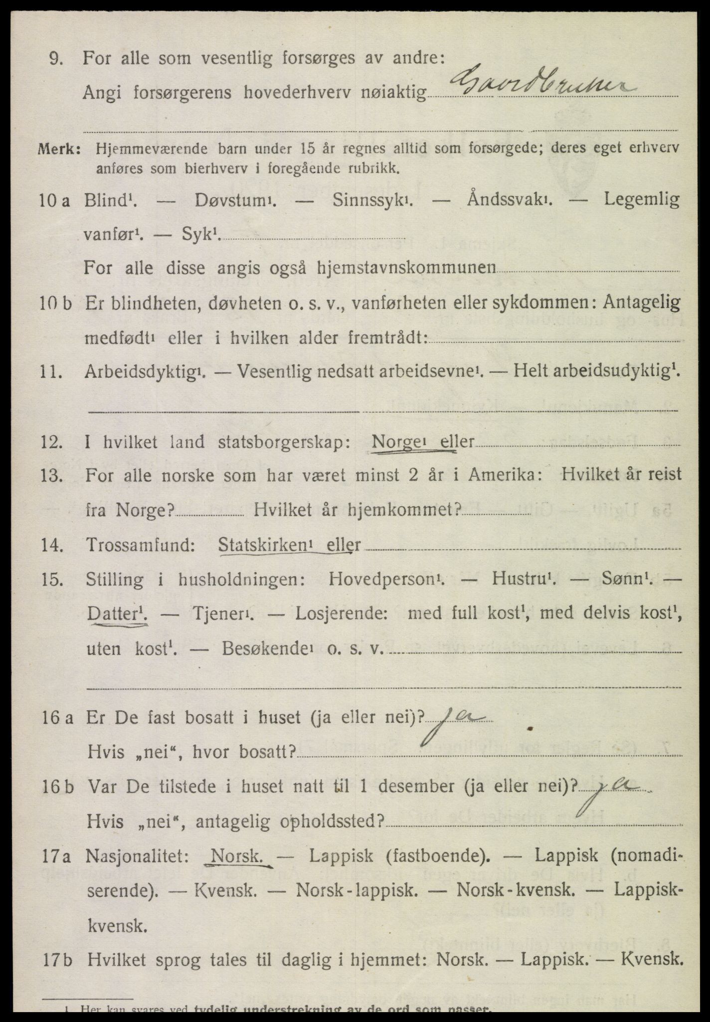 SAT, 1920 census for Snåsa, 1920, p. 1567