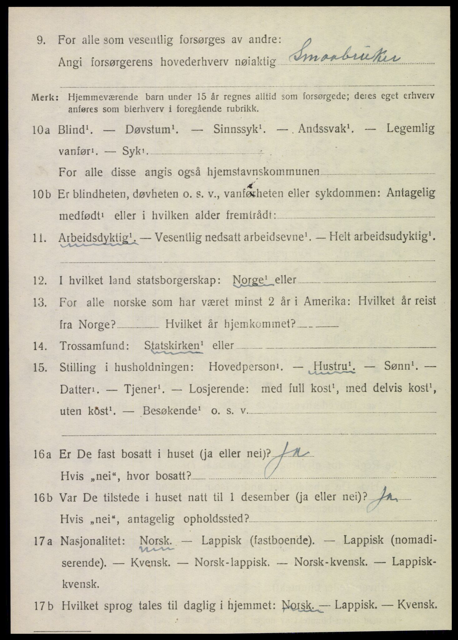 SAT, 1920 census for Sparbu, 1920, p. 4186