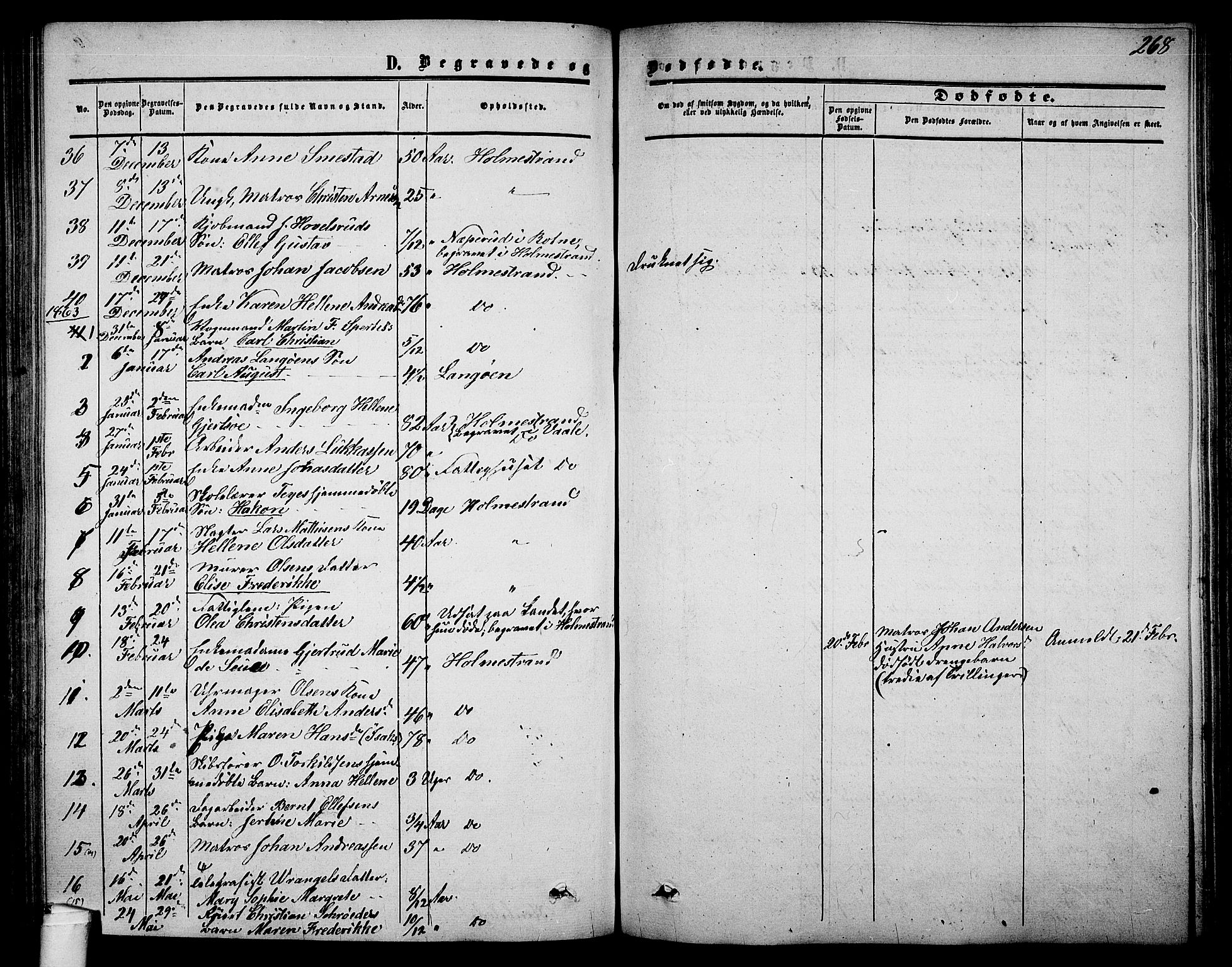 Holmestrand kirkebøker, AV/SAKO-A-346/G/Ga/L0003: Parish register (copy) no. 3, 1849-1874, p. 268