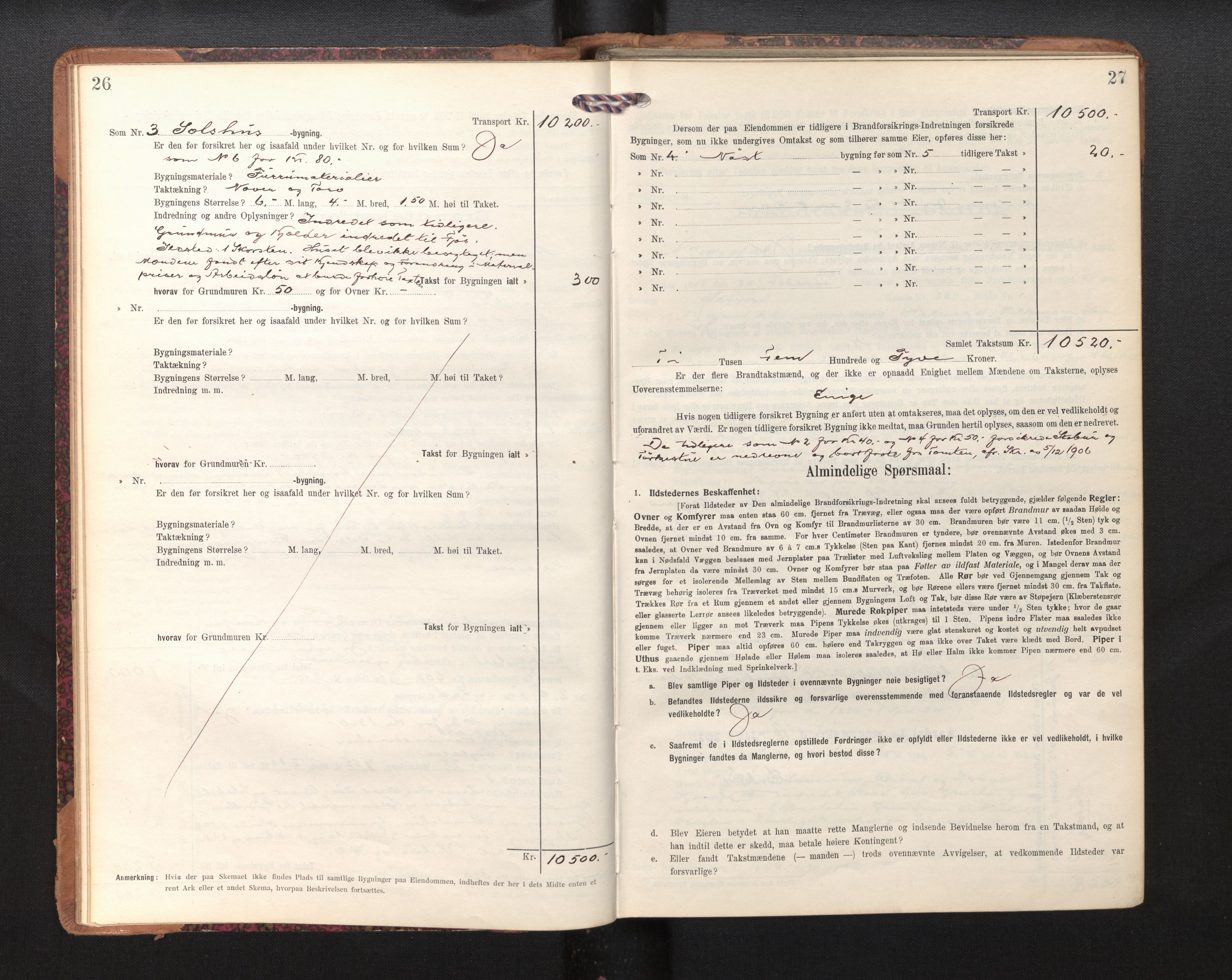 Lensmannen i Årdal, AV/SAB-A-30501/0012/L0009: Branntakstprotokoll, skjematakst, 1914-1926, p. 26-27