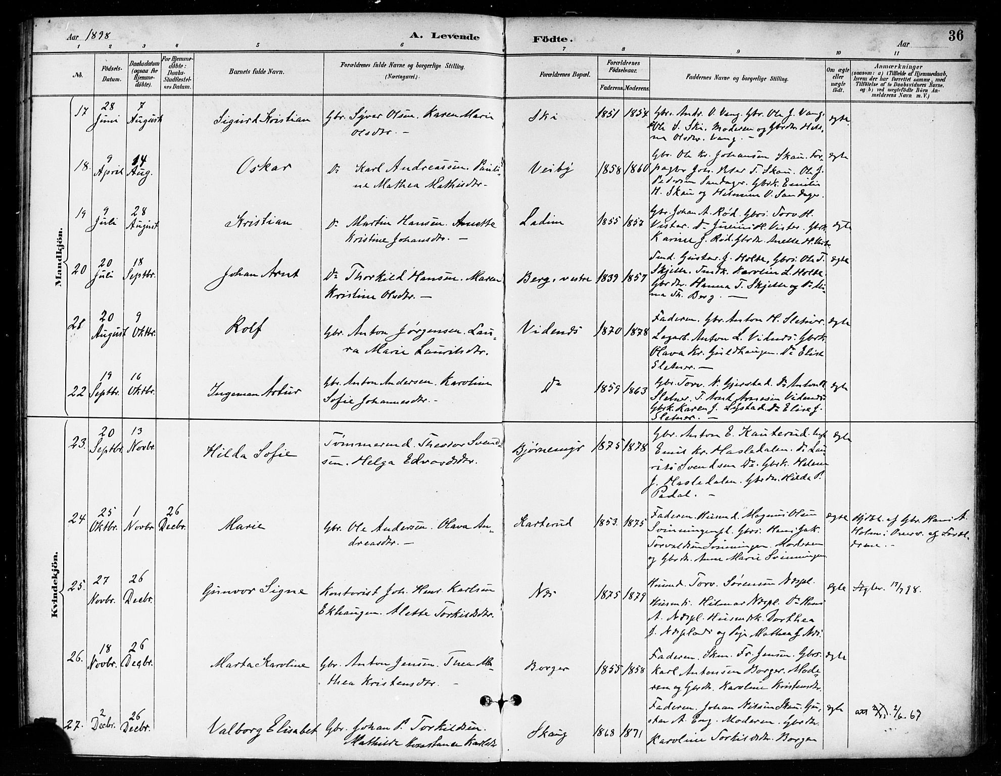 Skiptvet prestekontor Kirkebøker, SAO/A-20009/F/Fa/L0010: Parish register (official) no. 10, 1890-1900, p. 36