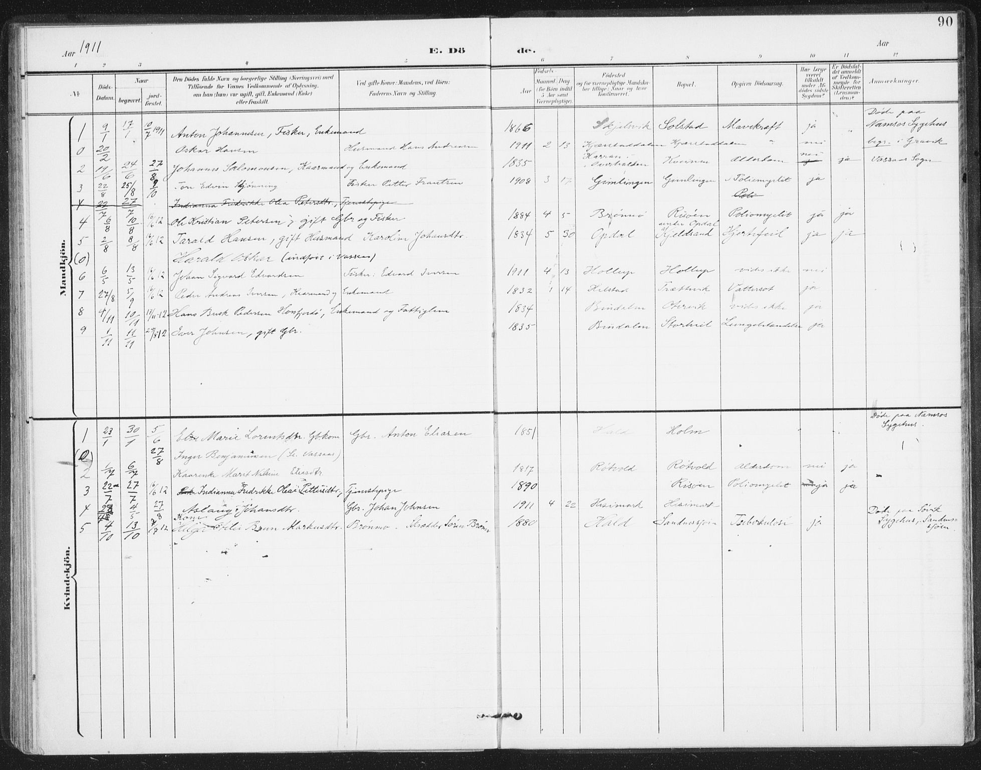 Ministerialprotokoller, klokkerbøker og fødselsregistre - Nordland, AV/SAT-A-1459/811/L0167: Parish register (official) no. 811A04, 1899-1913, p. 90