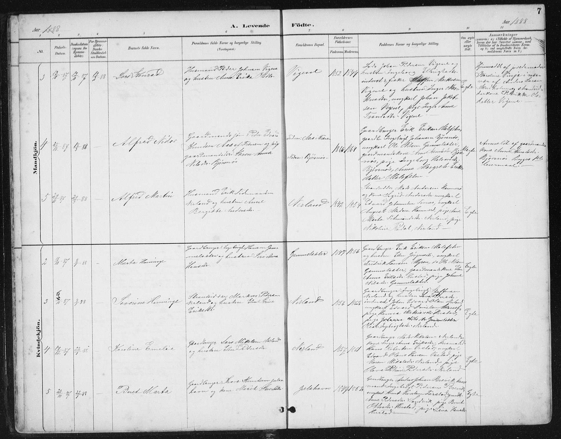 Ministerialprotokoller, klokkerbøker og fødselsregistre - Møre og Romsdal, SAT/A-1454/567/L0783: Parish register (copy) no. 567C03, 1887-1903, p. 7