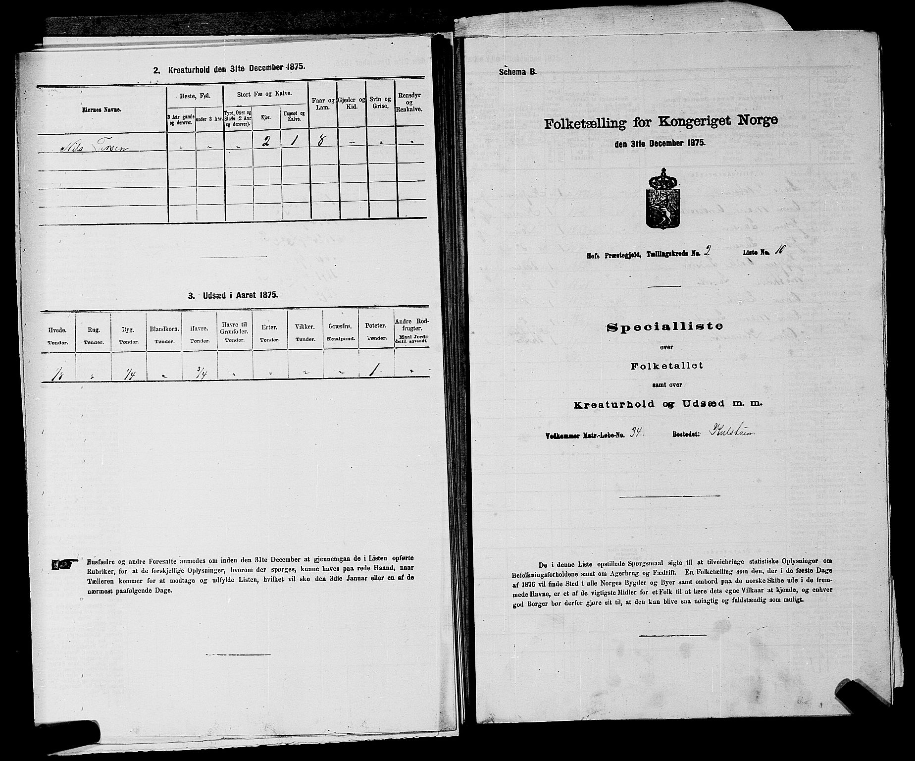 SAKO, 1875 census for 0714P Hof, 1875, p. 256