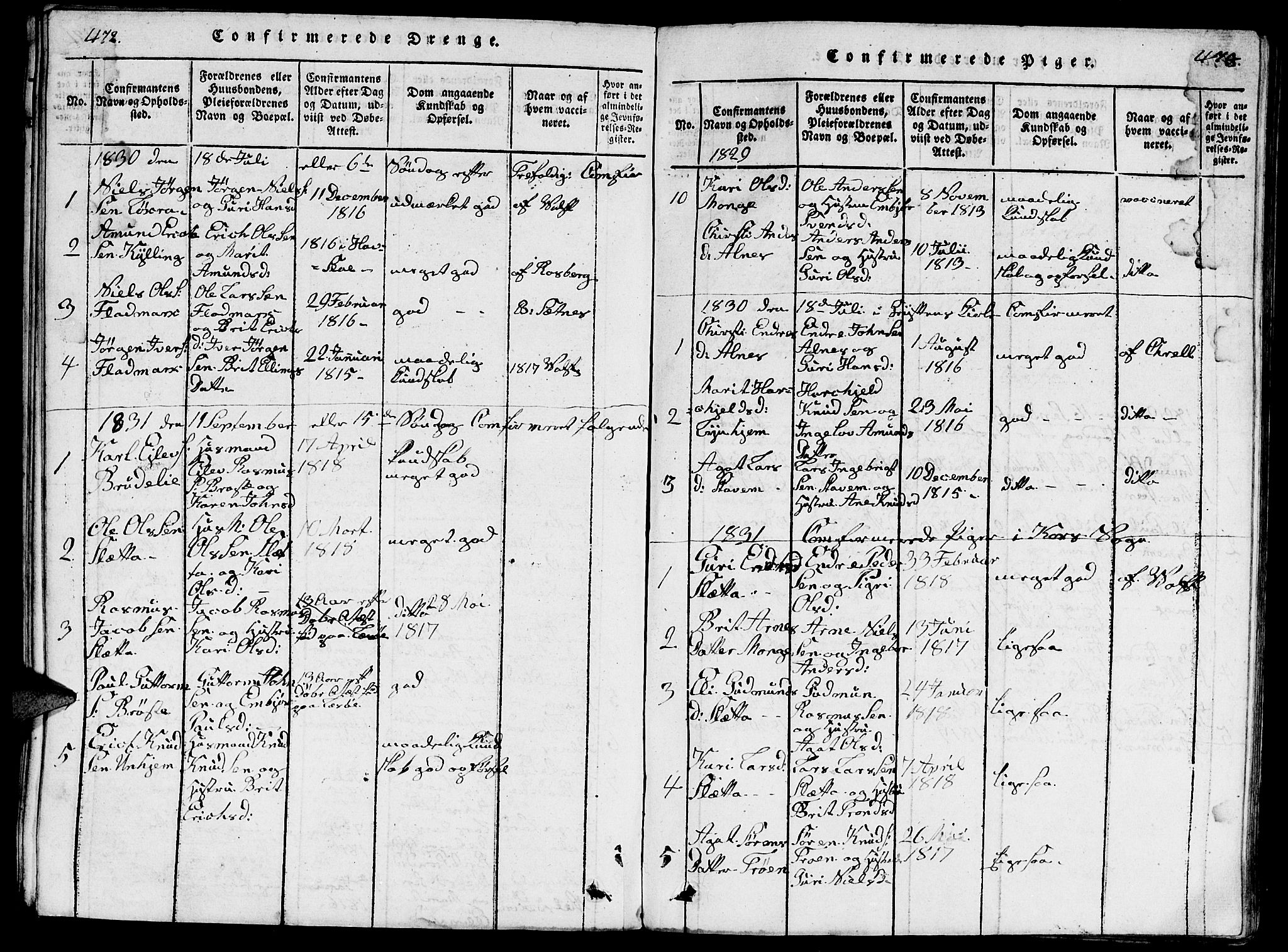 Ministerialprotokoller, klokkerbøker og fødselsregistre - Møre og Romsdal, SAT/A-1454/546/L0595: Parish register (copy) no. 546C01, 1818-1836, p. 472-473