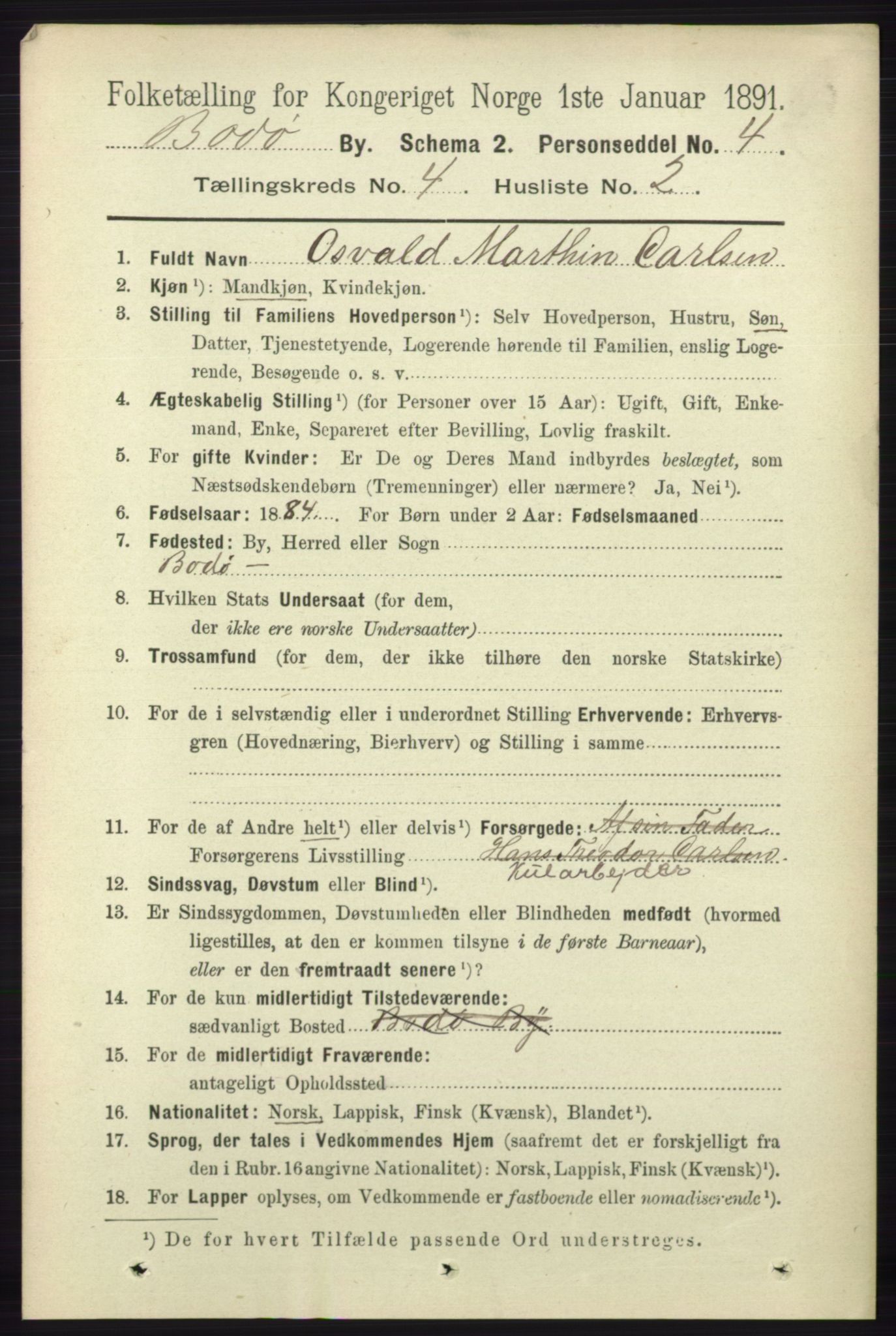 RA, 1891 census for 1804 Bodø, 1891, p. 3024