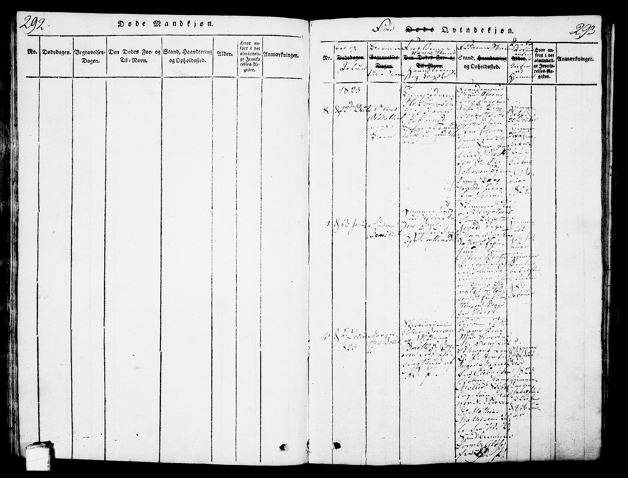 Porsgrunn kirkebøker , SAKO/A-104/G/Gb/L0001: Parish register (copy) no. II 1, 1817-1828, p. 292-293