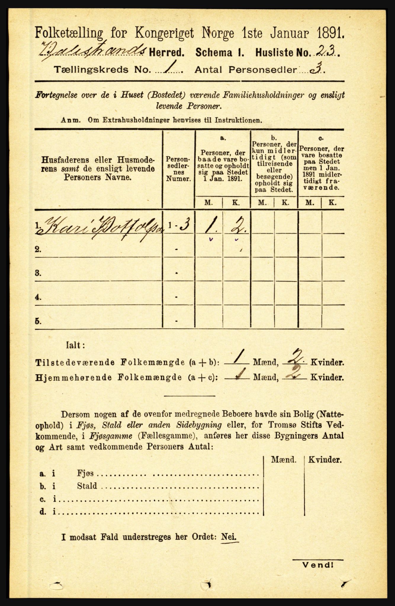 RA, 1891 census for 1418 Balestrand, 1891, p. 53