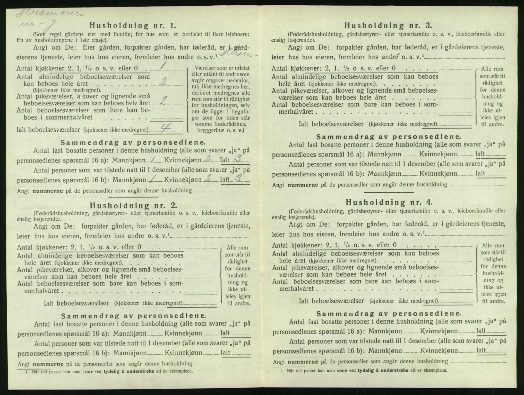 SAT, 1920 census for Nesna, 1920, p. 1182