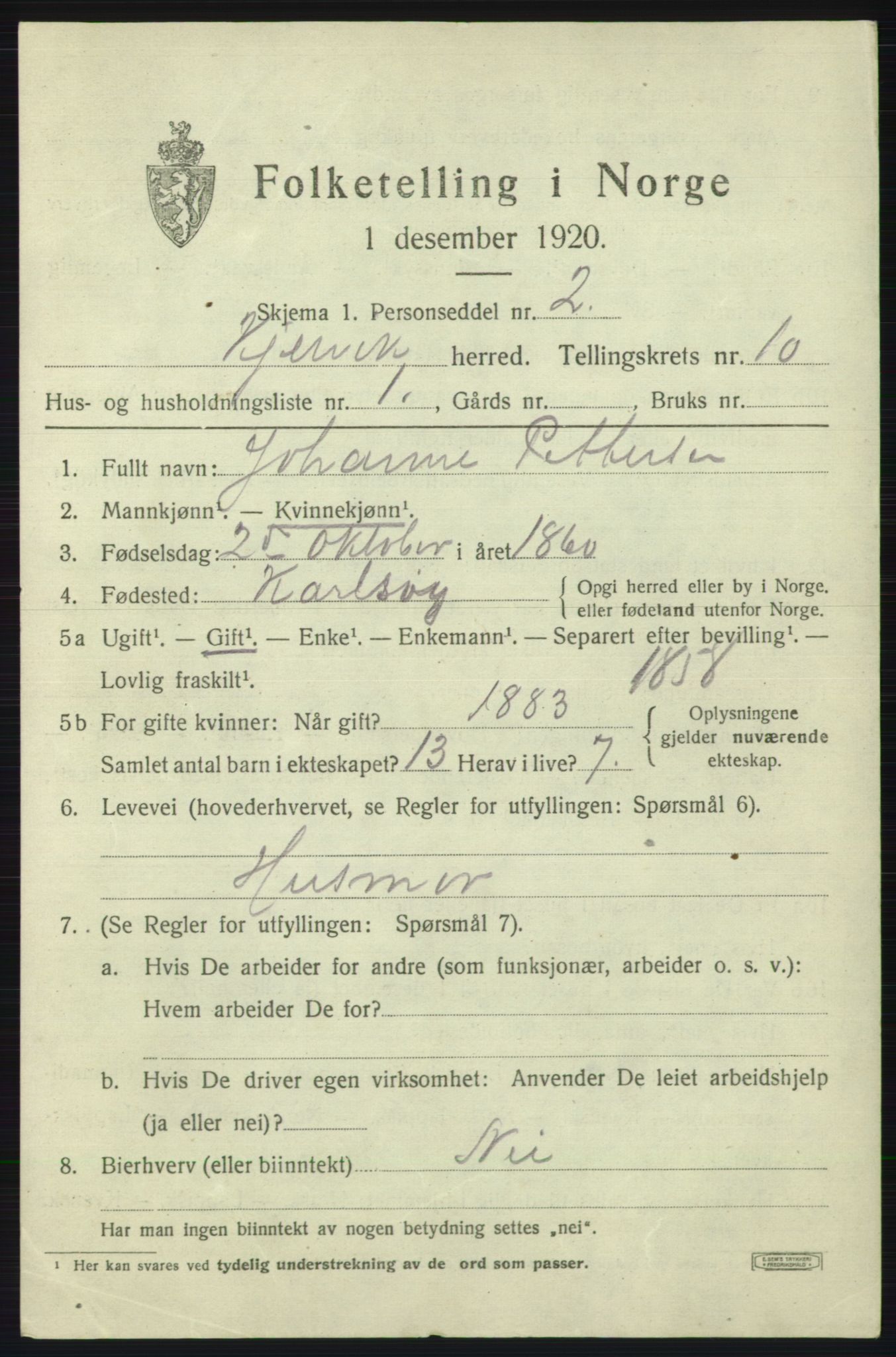 SATØ, 1920 census for Kjelvik, 1920, p. 7517