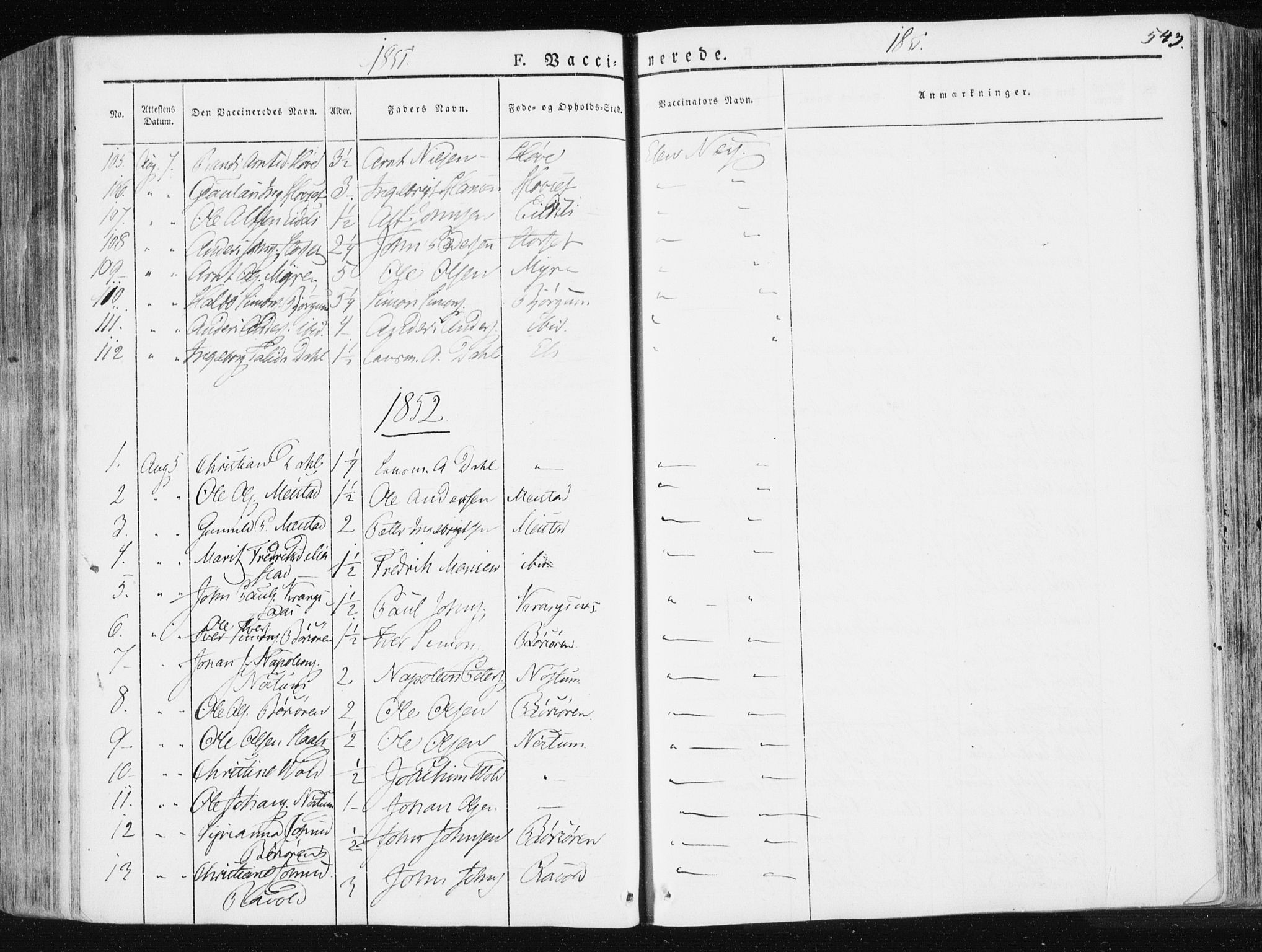 Ministerialprotokoller, klokkerbøker og fødselsregistre - Sør-Trøndelag, SAT/A-1456/665/L0771: Parish register (official) no. 665A06, 1830-1856, p. 543