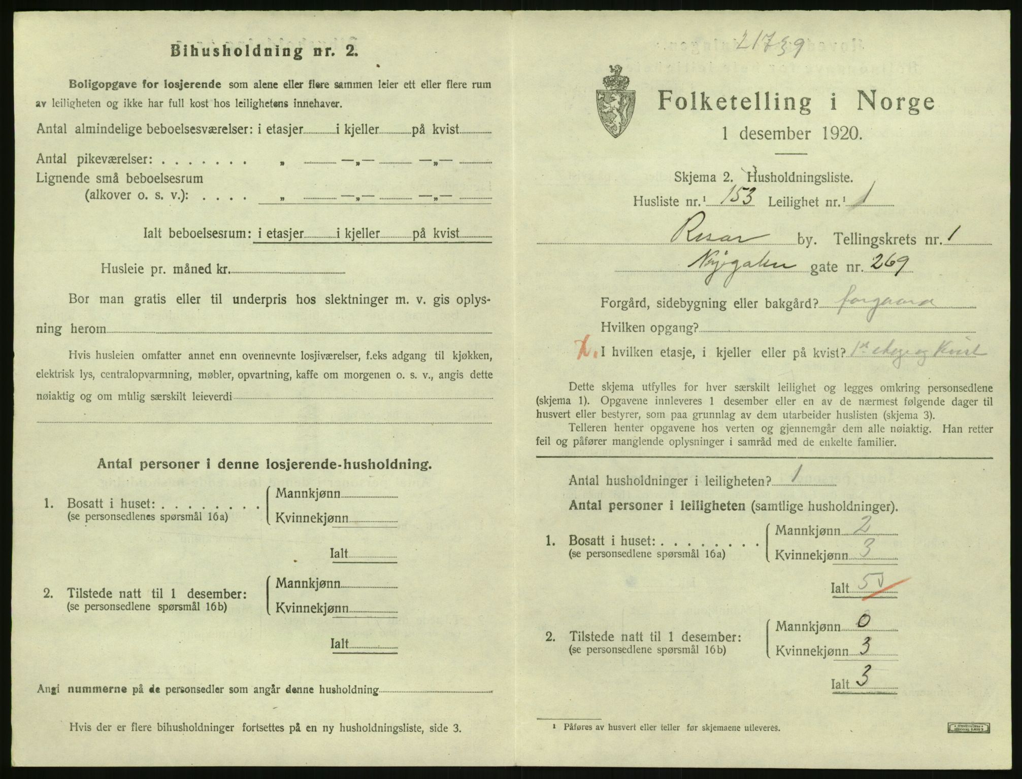 SAK, 1920 census for Risør, 1920, p. 1721