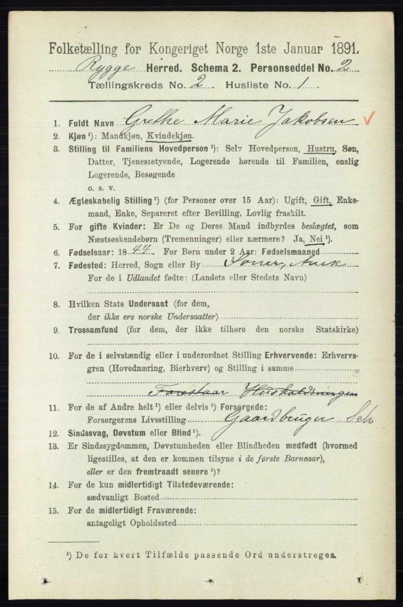 RA, 1891 census for 0136 Rygge, 1891, p. 1011