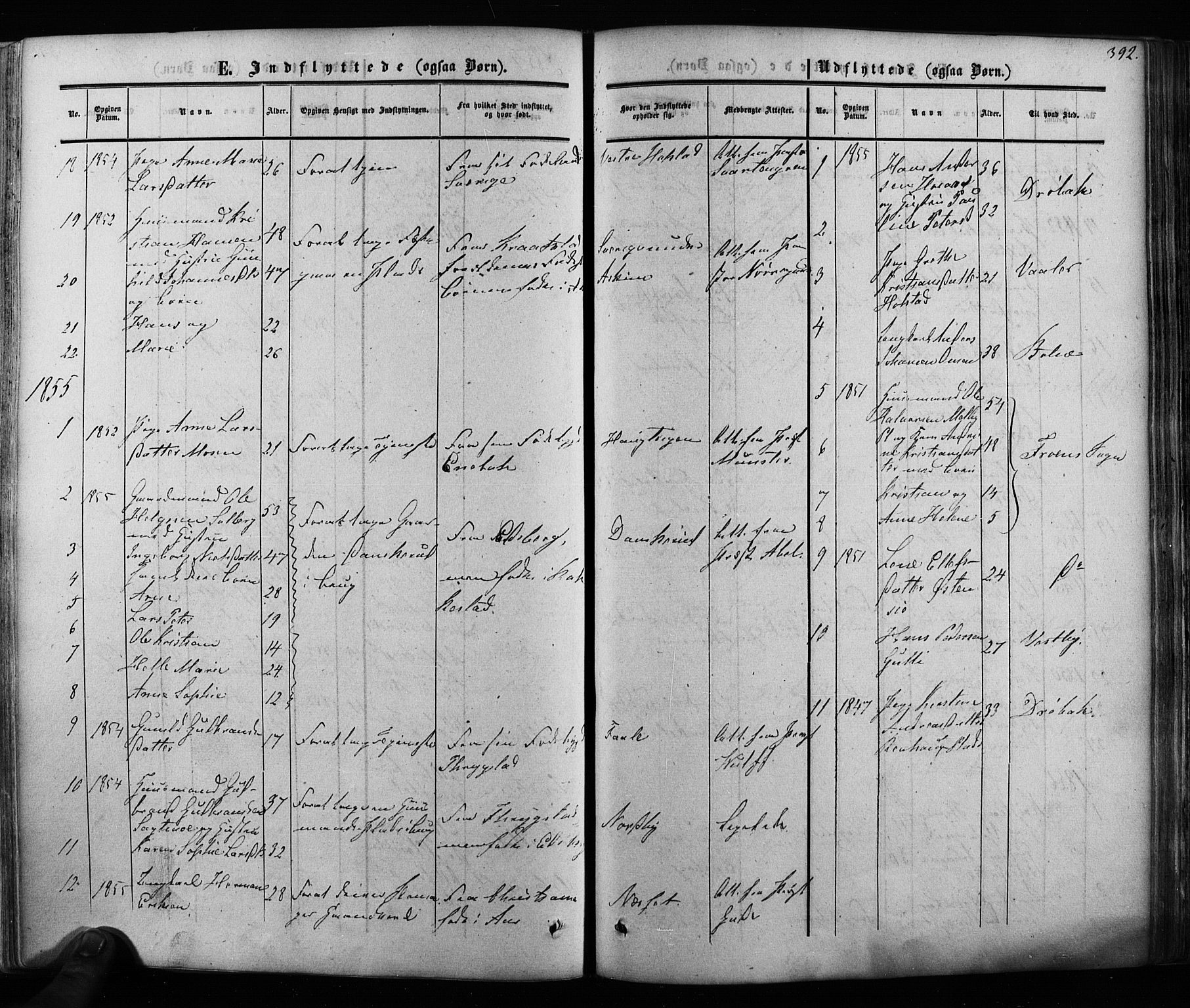 Ås prestekontor Kirkebøker, AV/SAO-A-10894/F/Fa/L0007: Parish register (official) no. I 7, 1854-1870, p. 392